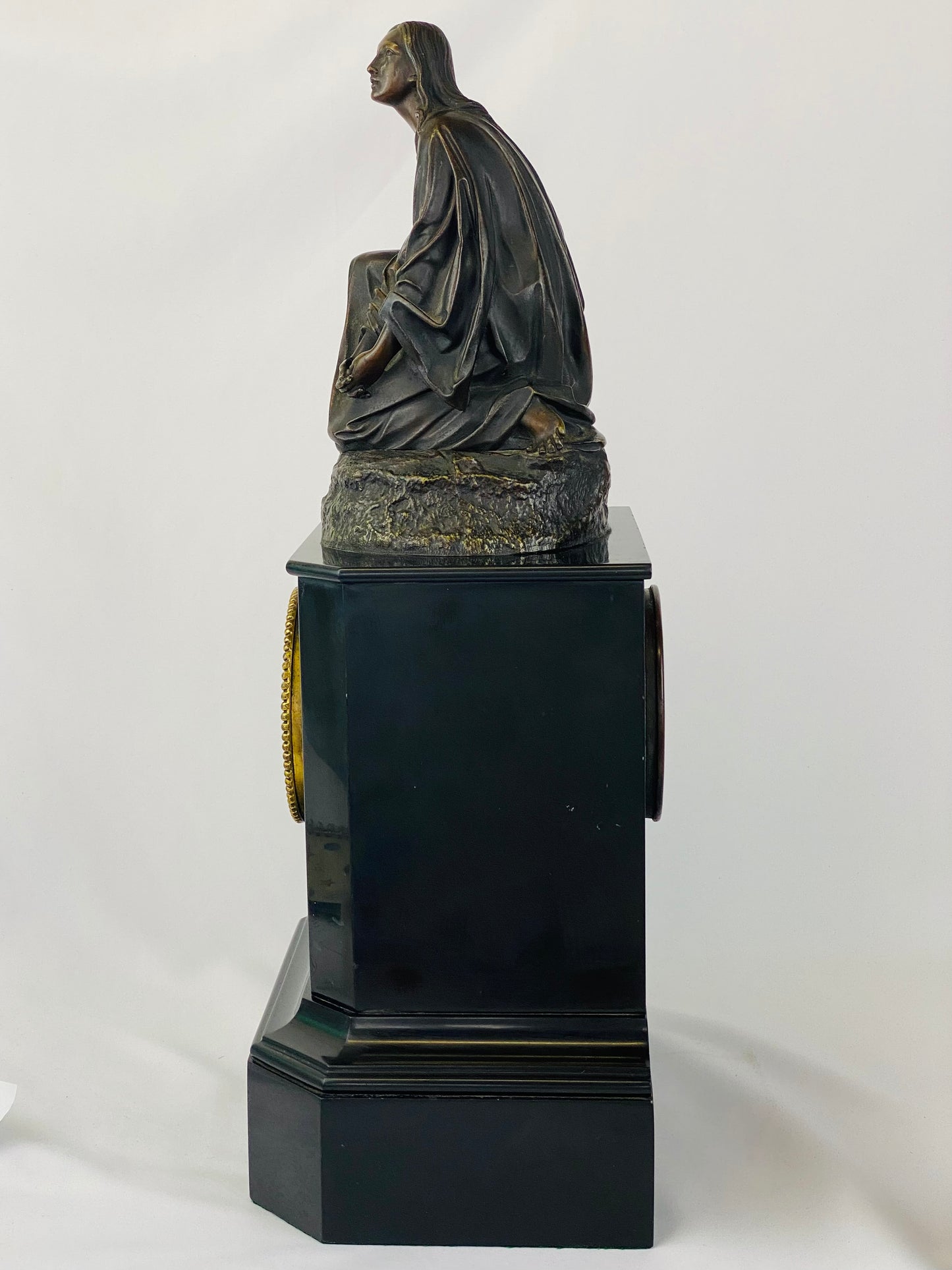 Guyerdet Clock Mary Magdalene Bronze by Theodore Gechter c1840 French Antique
