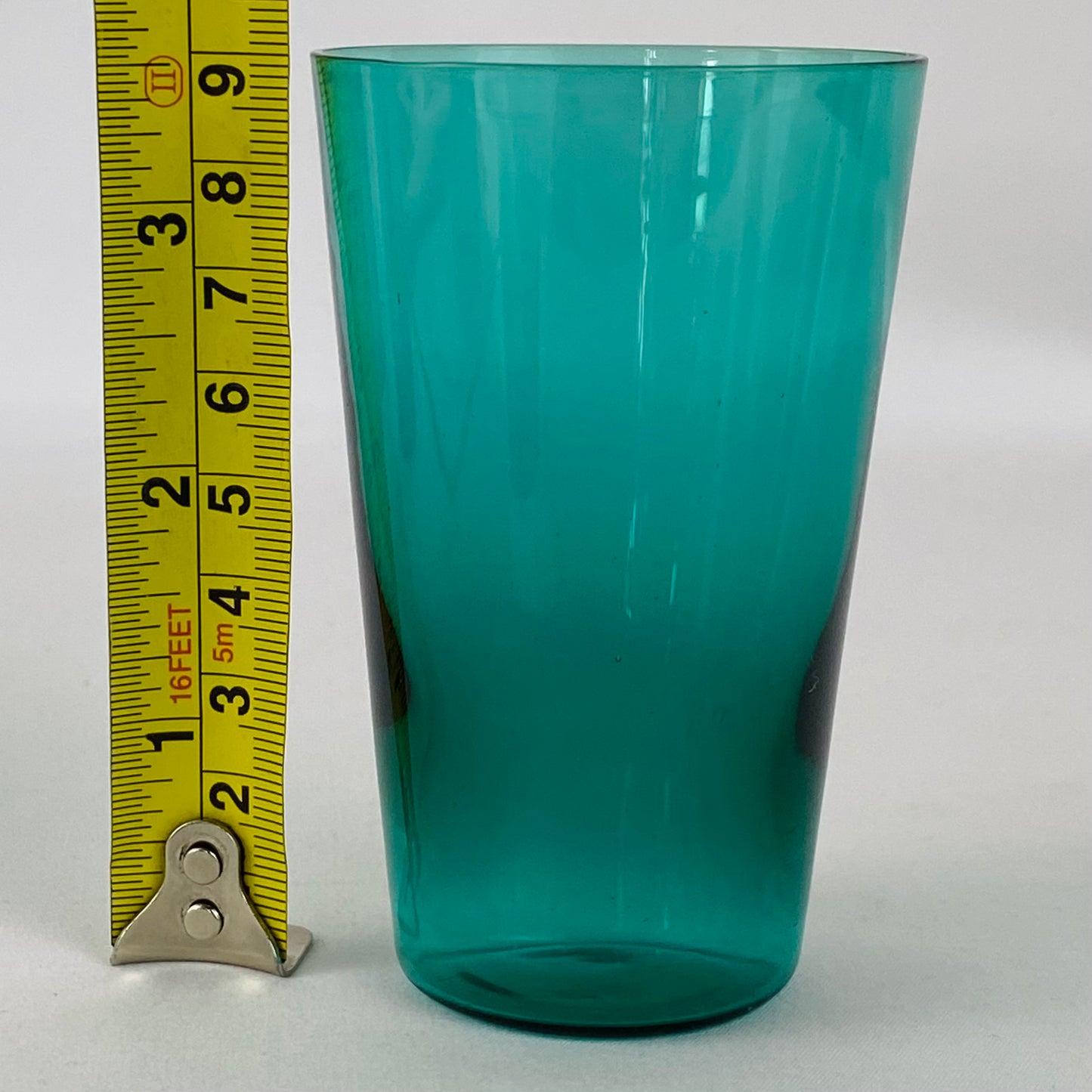 Antique Set of 6 Teal Bristol Green Glass Tumblers Victorian c1890 English