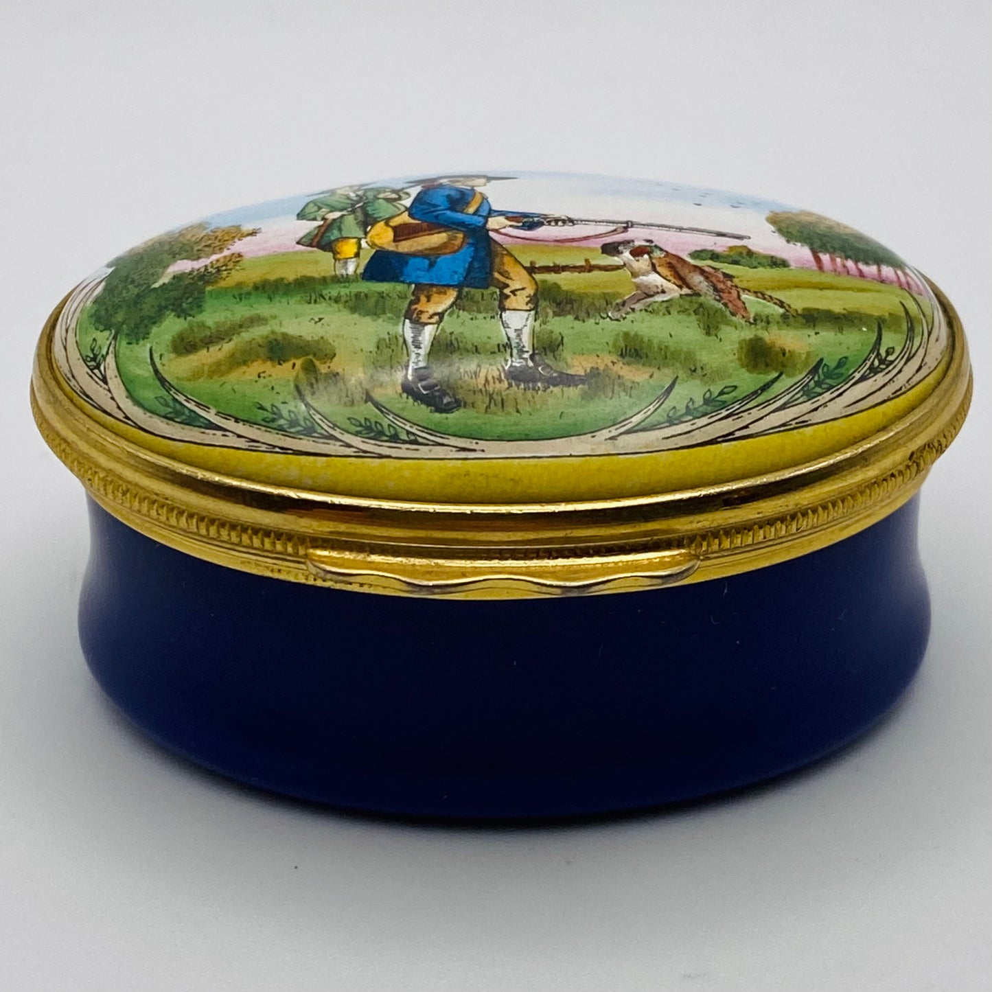 Game Bird Shooting Hunting Scene Halcyon Days Enamel Trinket Box Pill Pot London