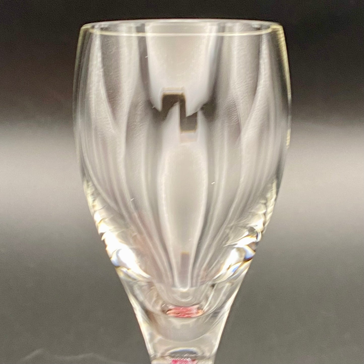 4 x Antique Josephinehutte Liqueur Glasses Bohemian Engraved Red & White Air Twist
