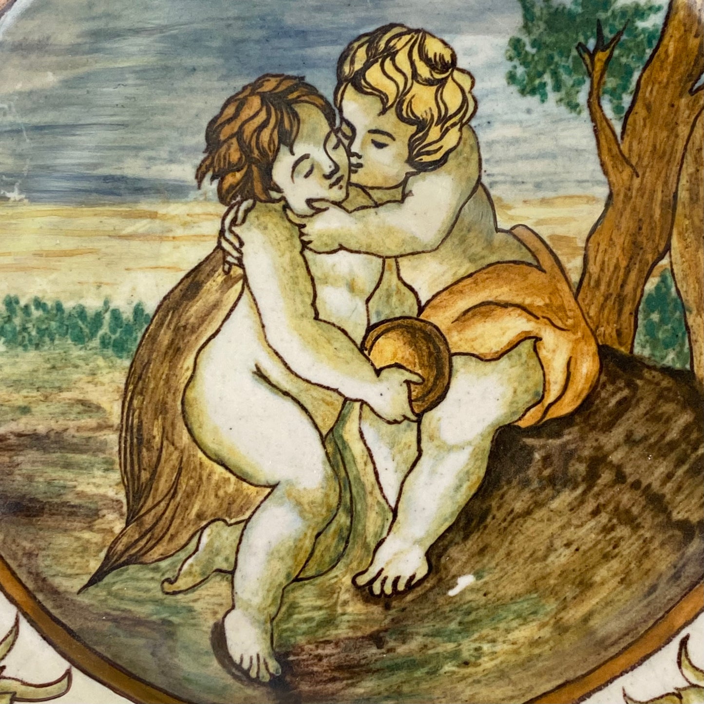 Rare Antique Raffaelesco Dragon Deruta Pottery Italian Maiolica Plate 17thc Design
