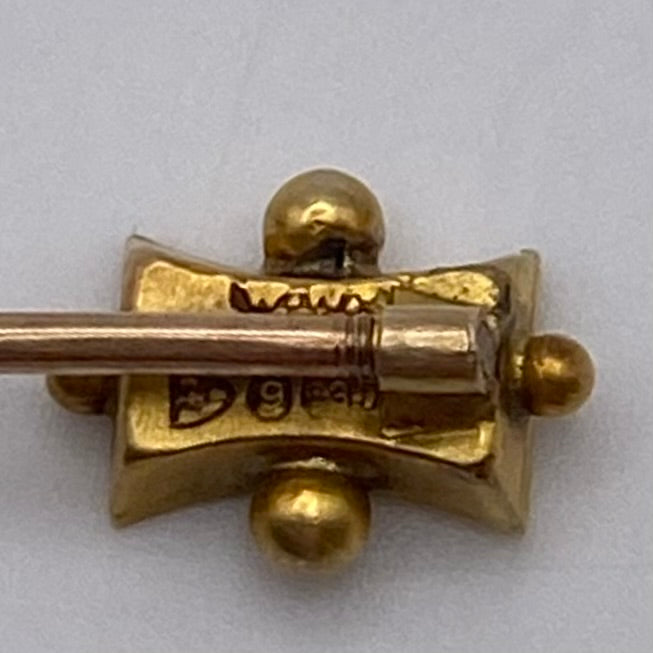 9ct Gold, Diamond & Ruby Stickpin Antique Victorian Chester Hallmarks
