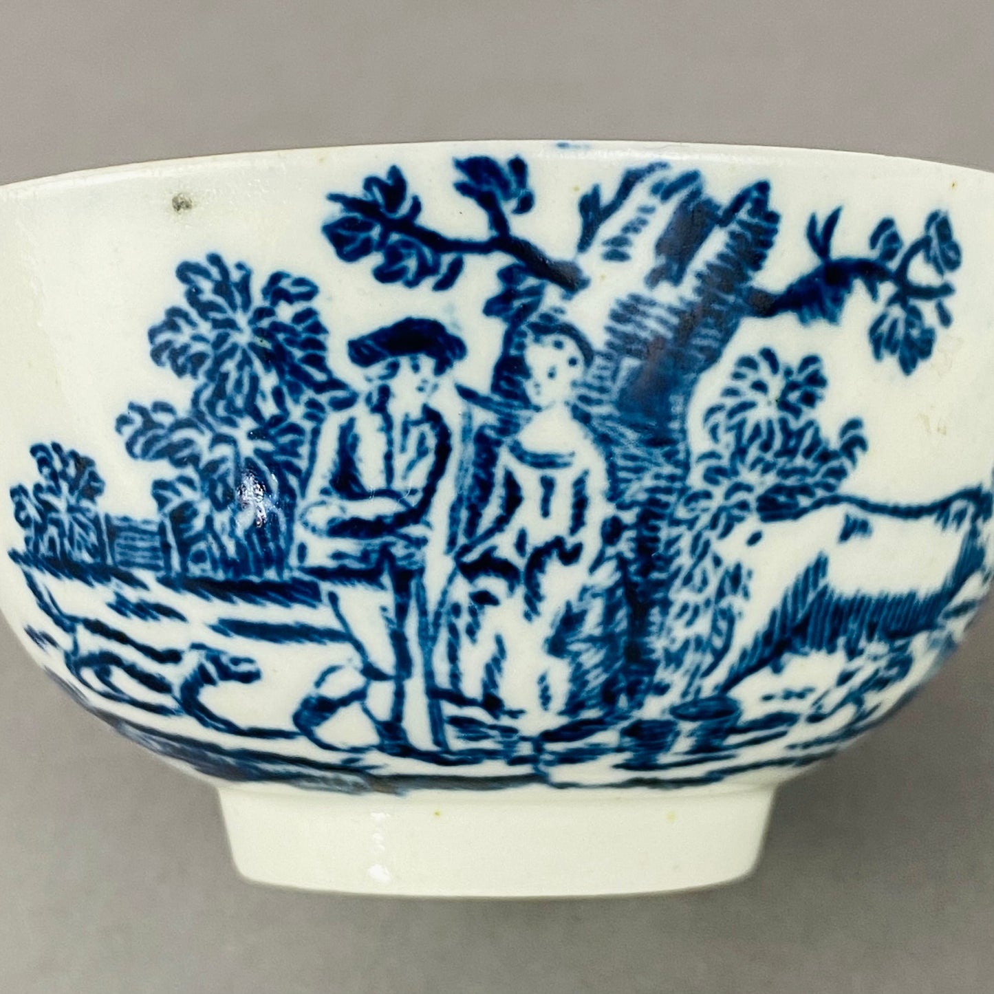 Antique Liverpool Porcelain Tea bowl Cup & Saucer Gainsborough Rural Lovers 18thc