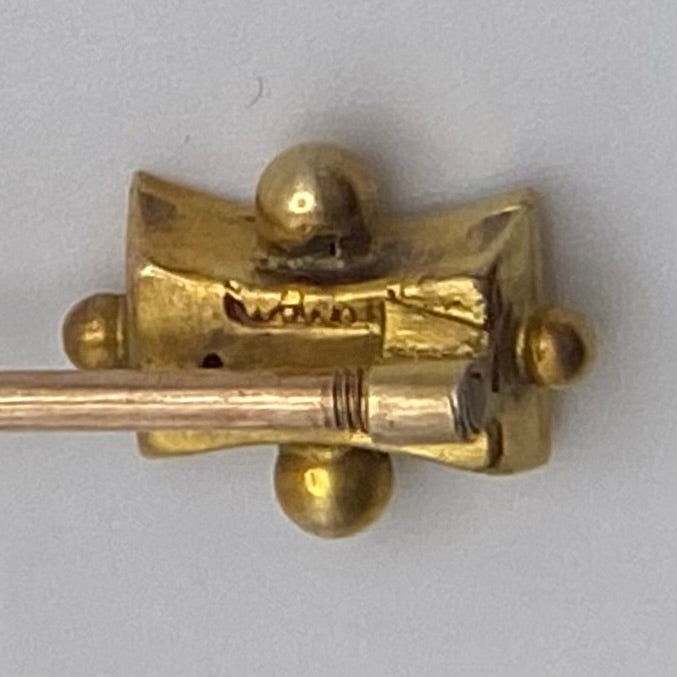 9ct Gold, Diamond & Ruby Stickpin Antique Victorian Chester Hallmarks