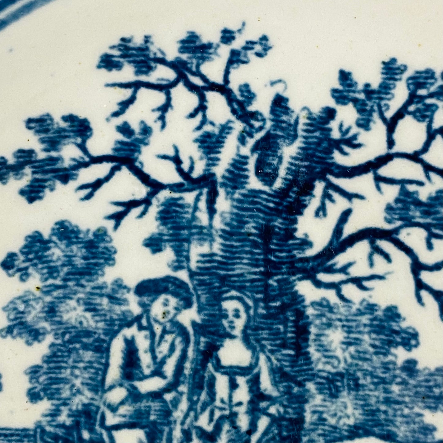 Antique Liverpool Porcelain Tea bowl Cup & Saucer Gainsborough Rural Lovers 18thc