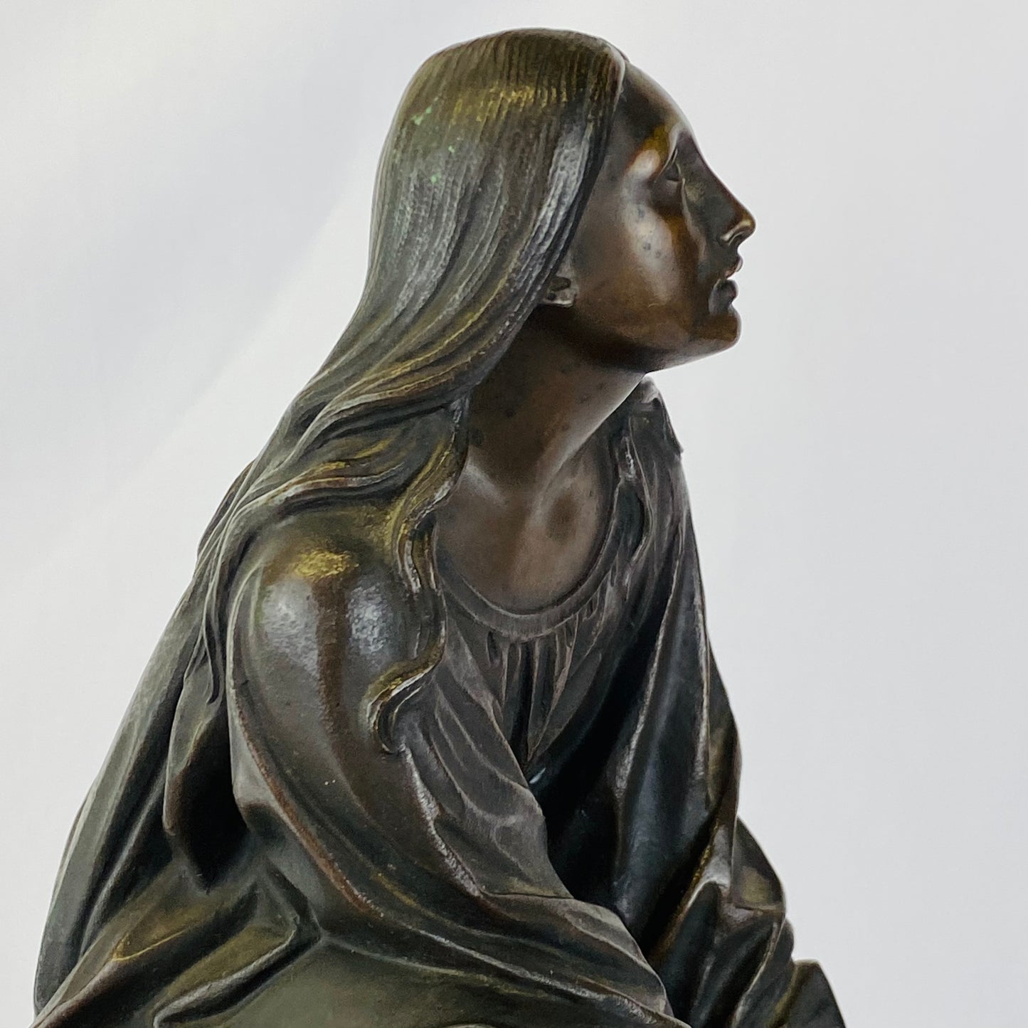 Guyerdet Clock Mary Magdalene Bronze by Theodore Gechter c1840 French Antique