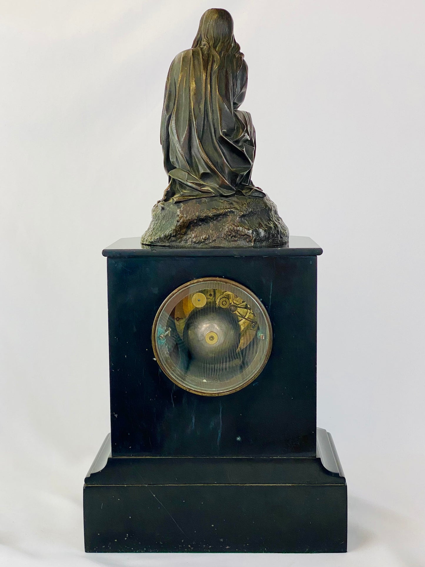 Guyerdet Clock Mary Magdalene Bronze by Theodore Gechter c1840 French Antique