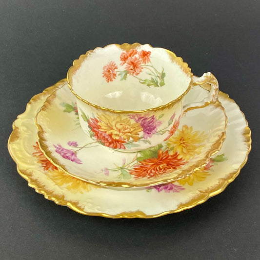 Hammersley Cup & Saucer Trio 19thc Chrysanthemum Antique Gold Gilt c1896+