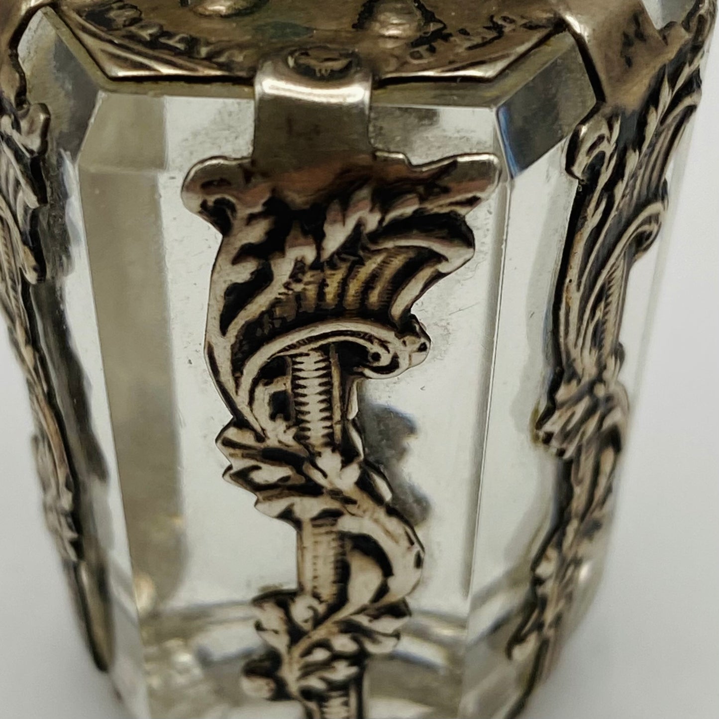 19thc Antique Dutch Silver Ship & Friendship Coin & Glass Bottle Stopper