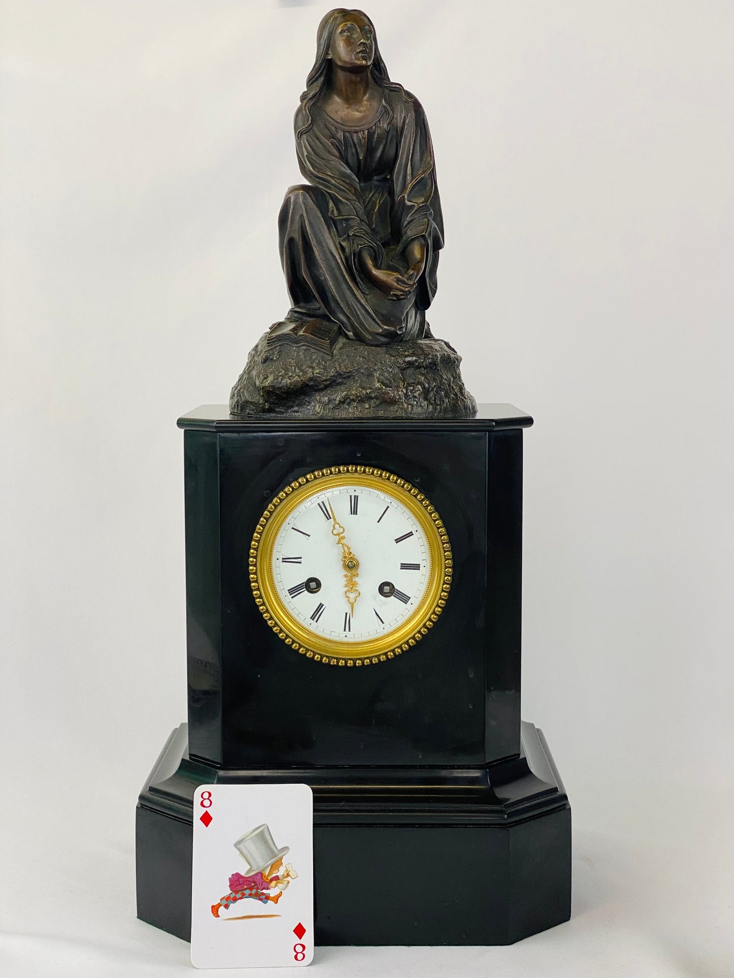 Guyerdet Clock Mary Magdalene Bronze by Theodore Gechter c1840 French Antique