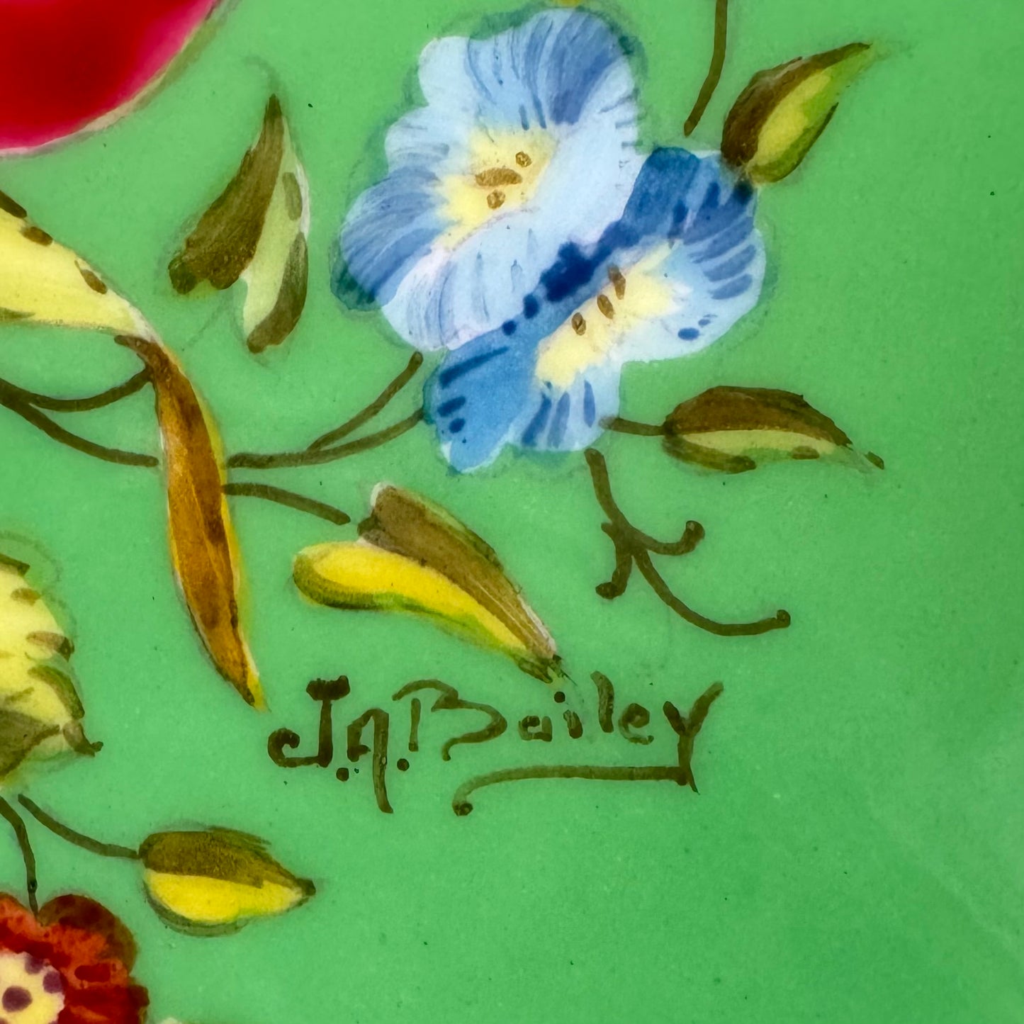Wedgwood Antique Bowl artist signed J.A. Bailey Green Gold Gilt c1891