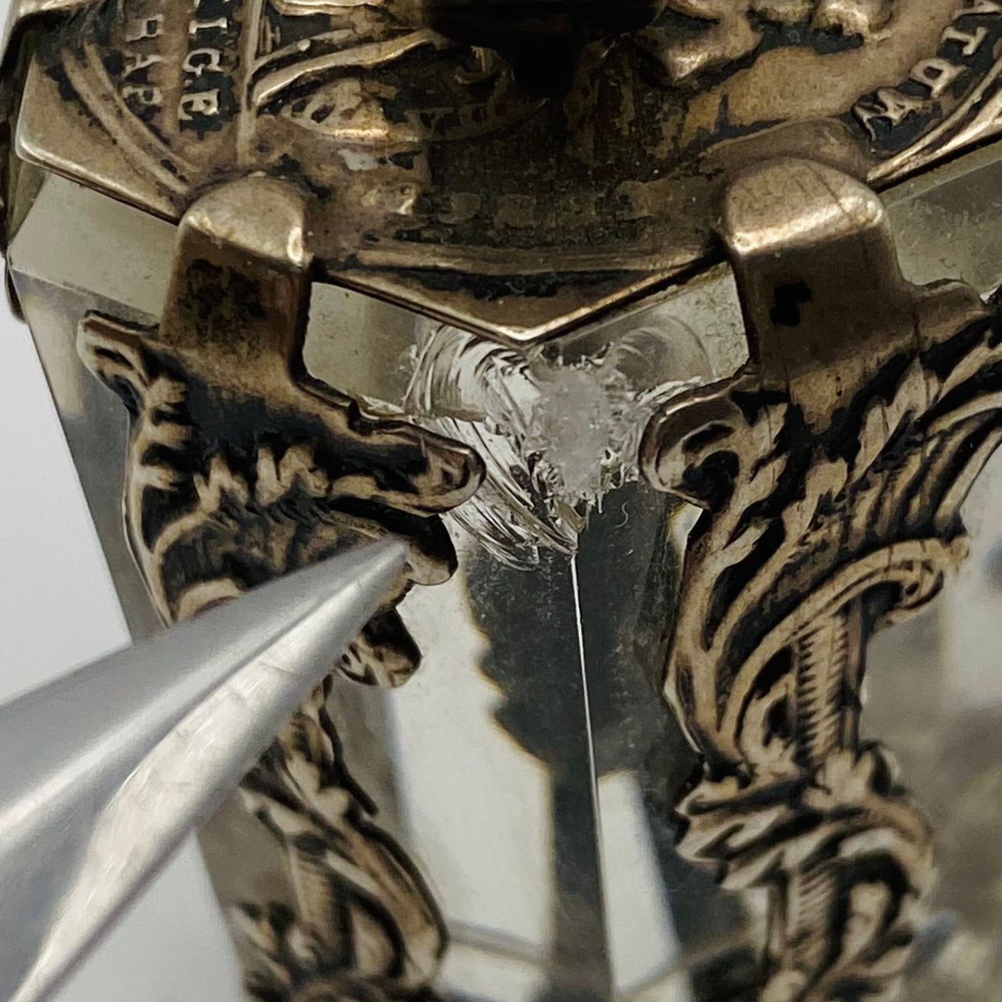 19thc Antique Dutch Silver Ship & Friendship Coin & Glass Bottle Stopper