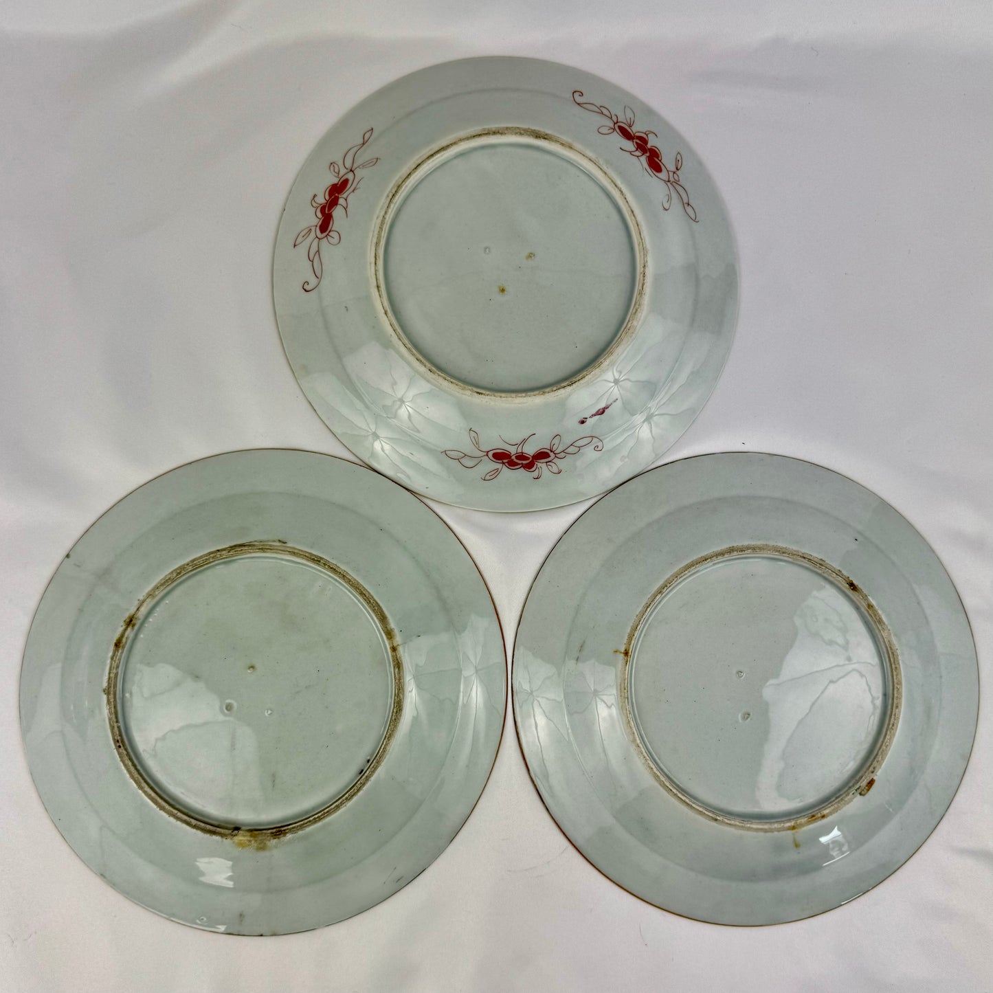 3 Qianlong Antique Chinese Plates Famille Rose The Romance of The Western Chamber