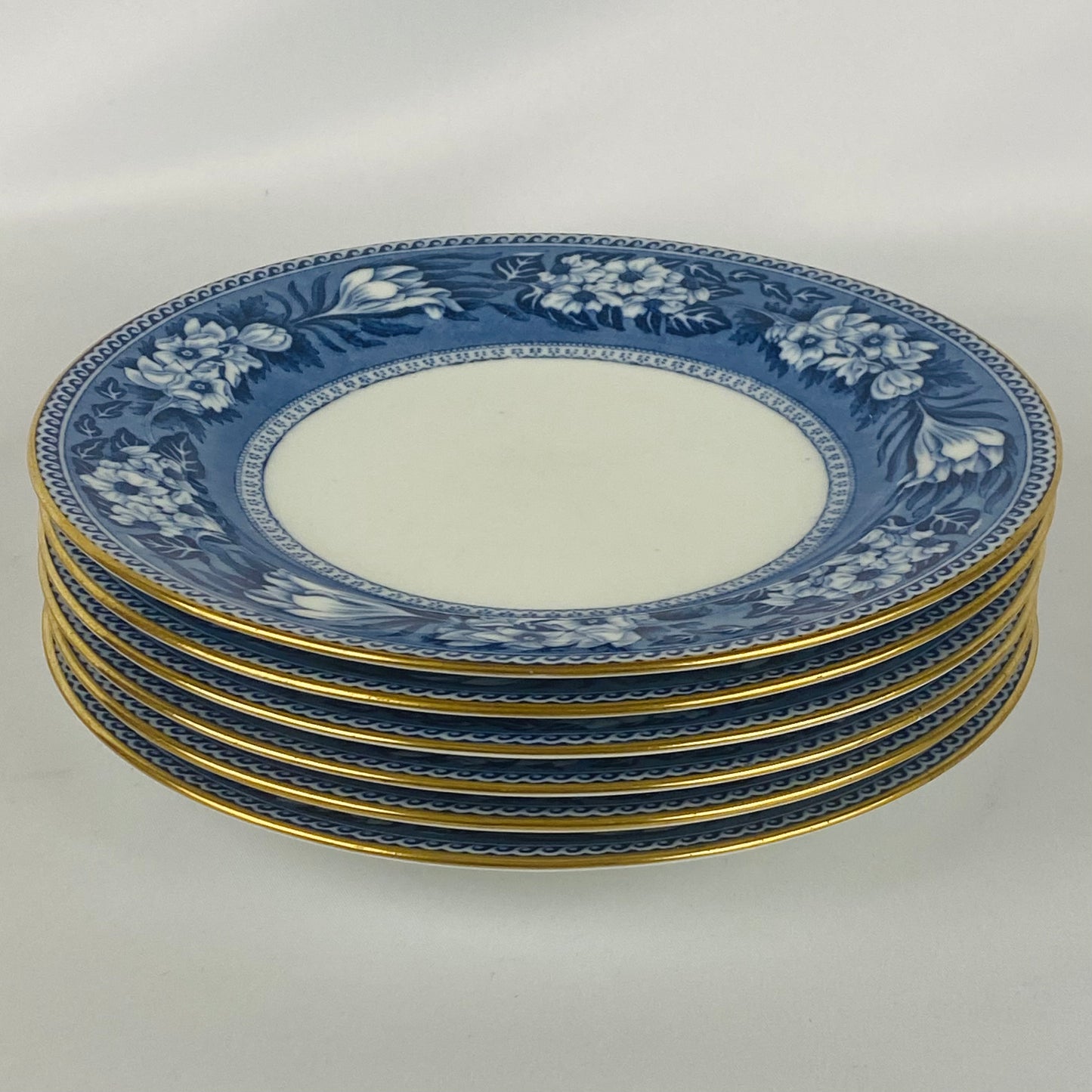 Wedgwood Antique Side Plates 6 & 5/8” Fallow Deer c1908 Gold Rim