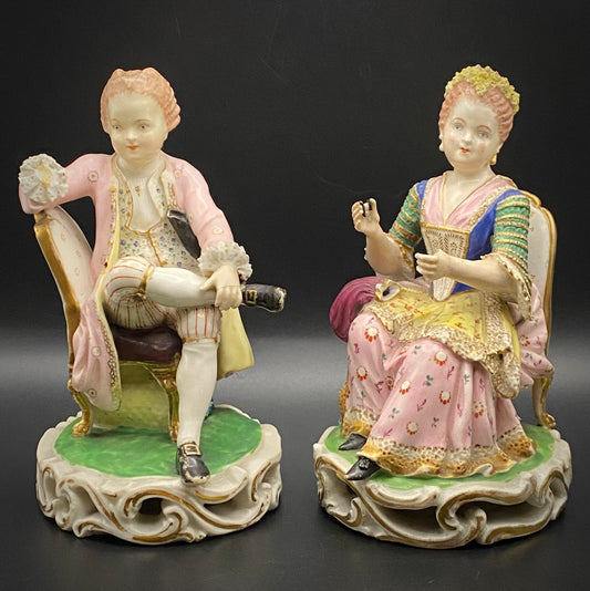 19thc Antique Bloor Derby Pair of English Porcelain Figurines c1825-30