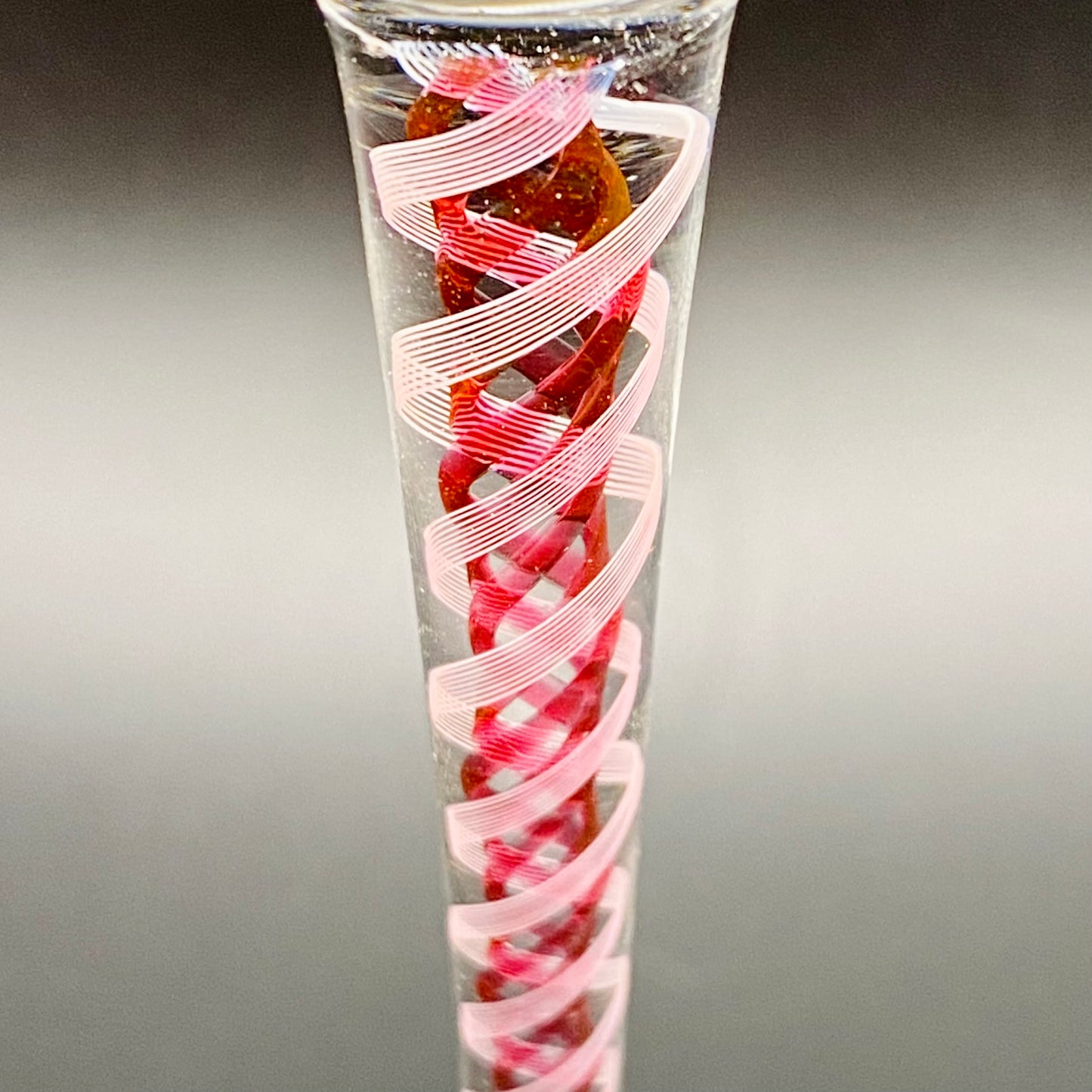 4 x Antique Josephinehutte Liqueur Glasses Bohemian Engraved Red & White Air Twist