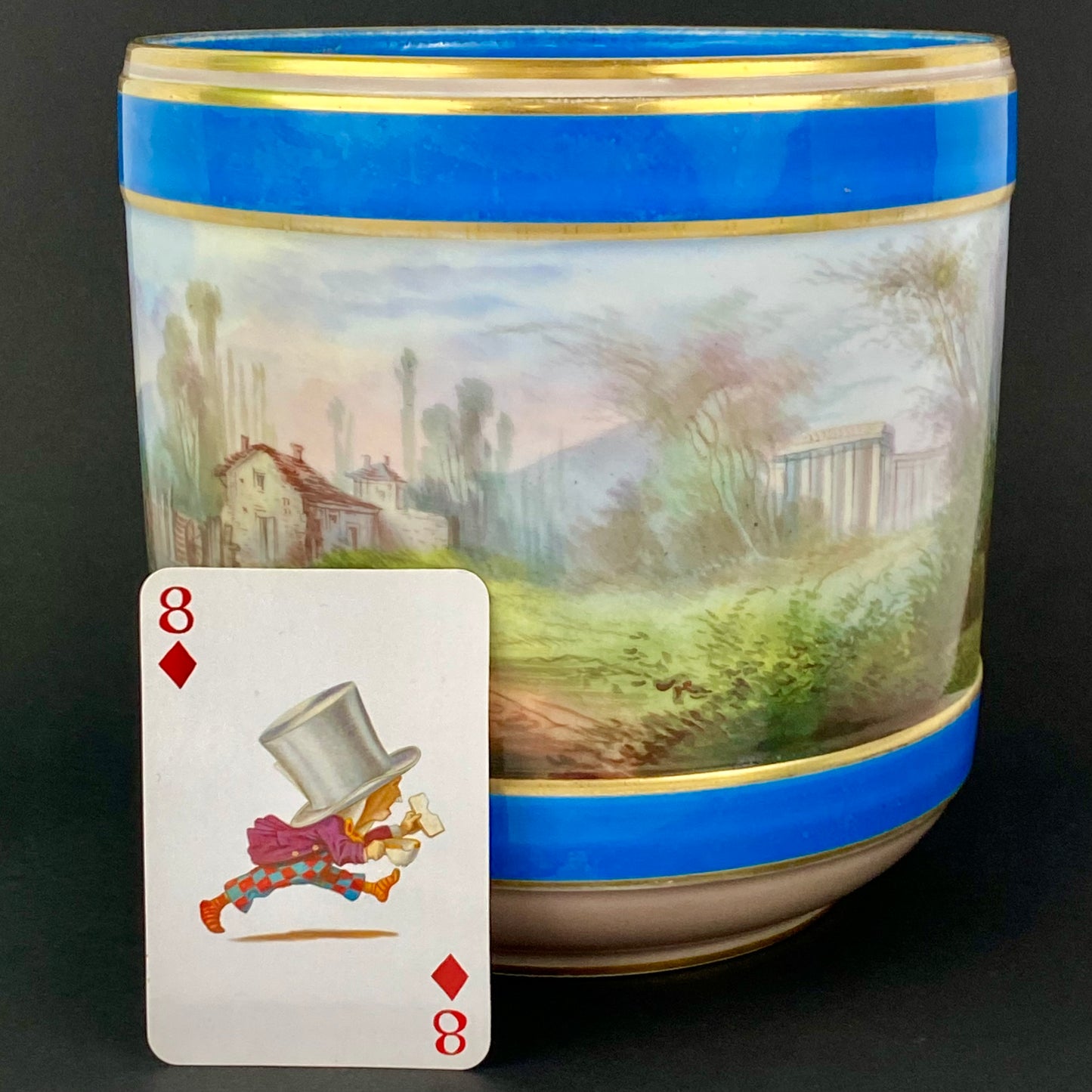 19thc Antique Paris Porcelain Sevres style Cache Pot / Planter ~ Hand Painted ~ Romantic Couple