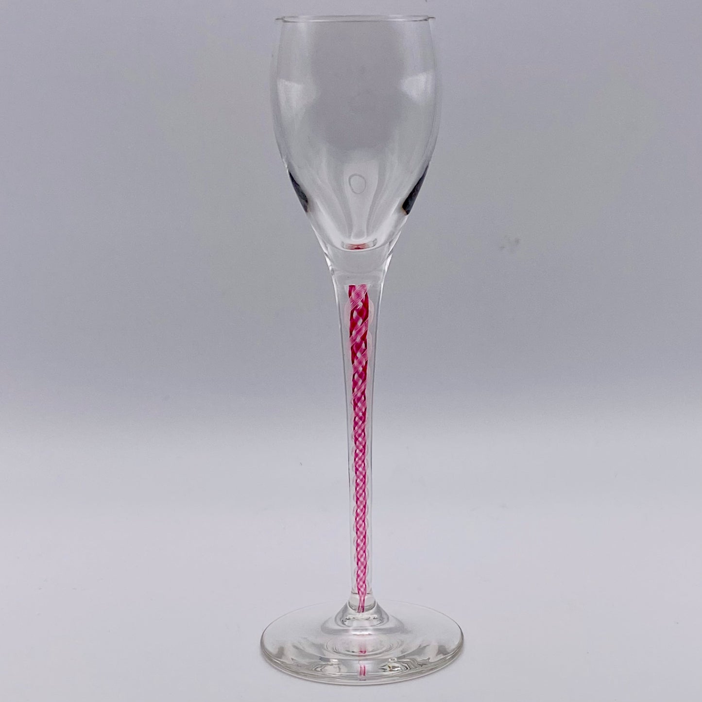 4 x Antique Josephinehutte Liqueur Glasses Bohemian Engraved Red & White Air Twist