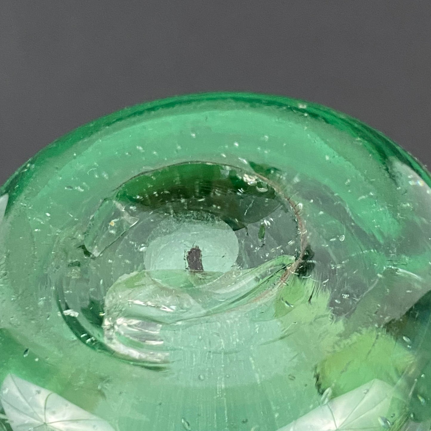 19thc Antique Victorian Dump Glass Paperweight Foil Flower Pot & Flowers