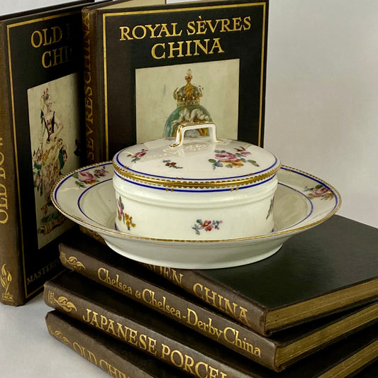 18thc Antique Sevres French Porcelain Butter Dish Dated 1791 by Ereaux L'aine