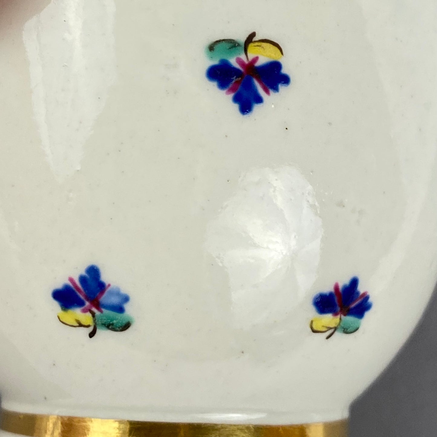 Set of 4 Caughley Cornflower Coffee Cups Gold Gilt 18thc Antique English Porcelain
