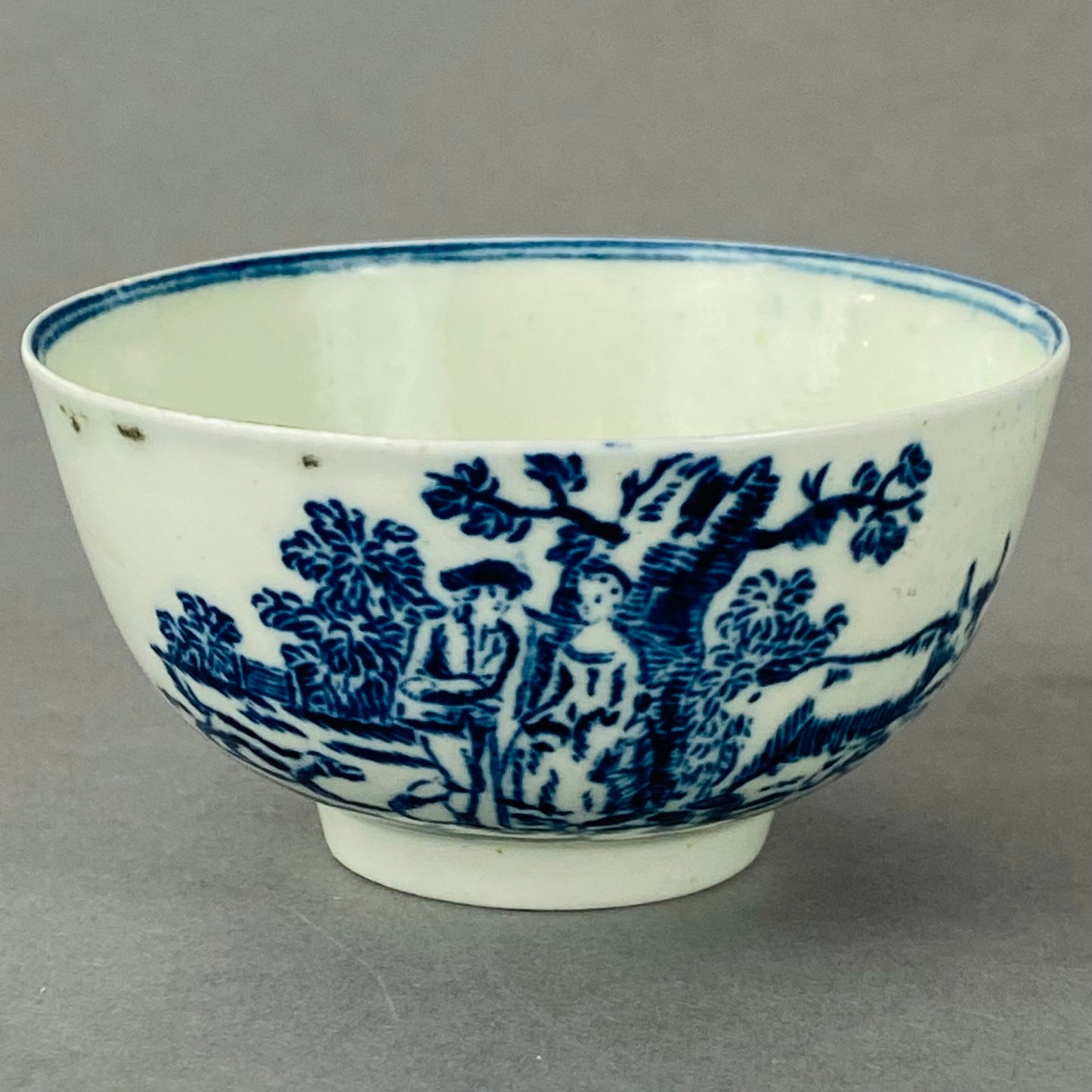 Antique Liverpool Porcelain Tea bowl Cup & Saucer Gainsborough Rural Lovers 18thc
