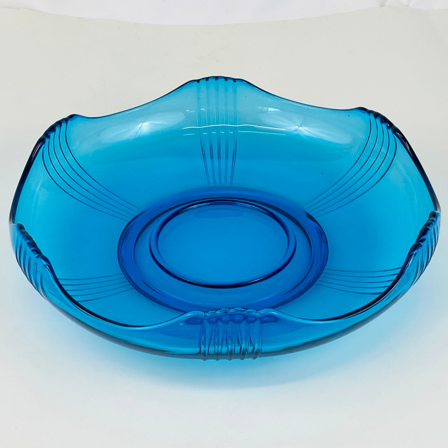 Art Deco Antique Czech Turquoise Glass Fish Flower Bowl Poisson Volant Fish