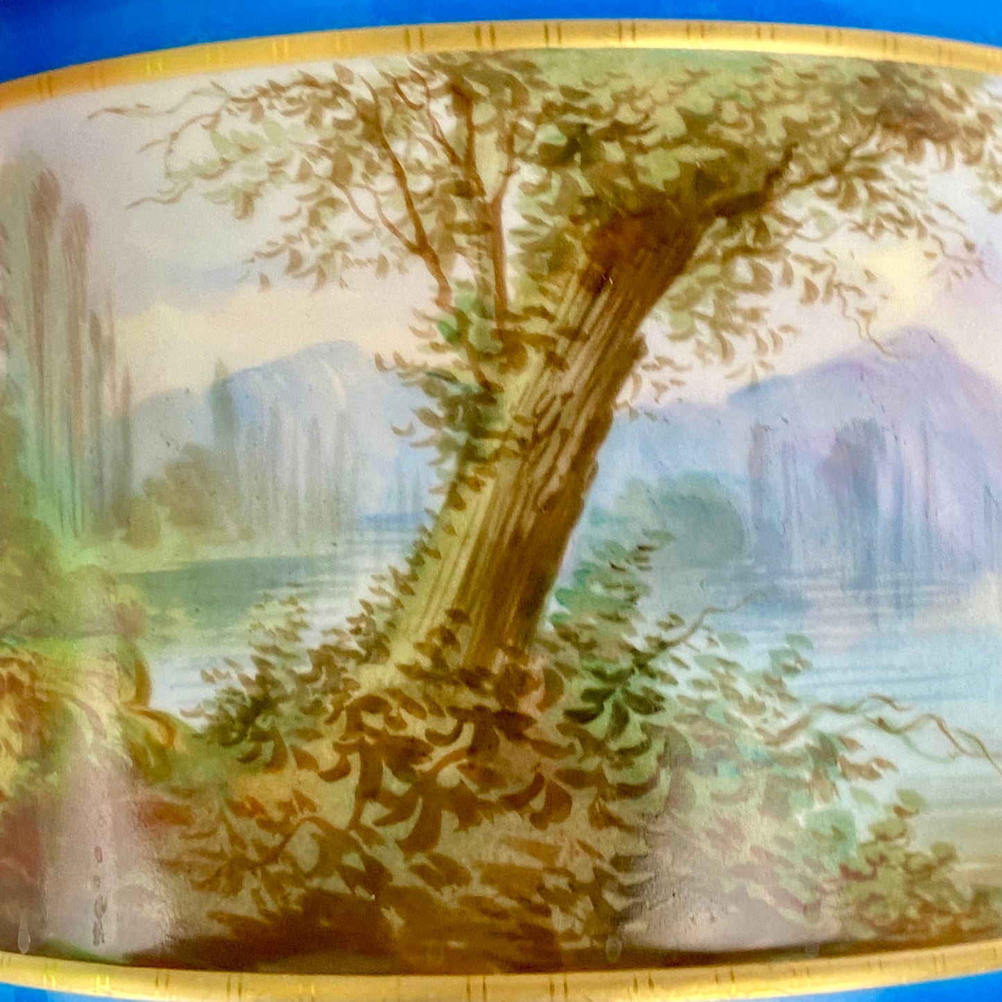 19thc Antique Paris Porcelain Sevres style Cache Pot / Planter ~ Hand Painted ~ Romantic Couple