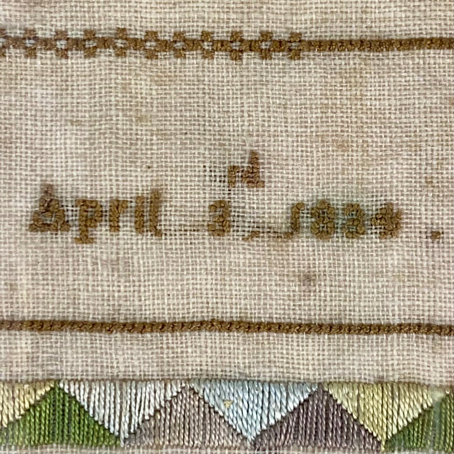 Antique Embroidery Needlework Sampler April 3rd 1834 Victorian Poetry English by Lucy Ann Major