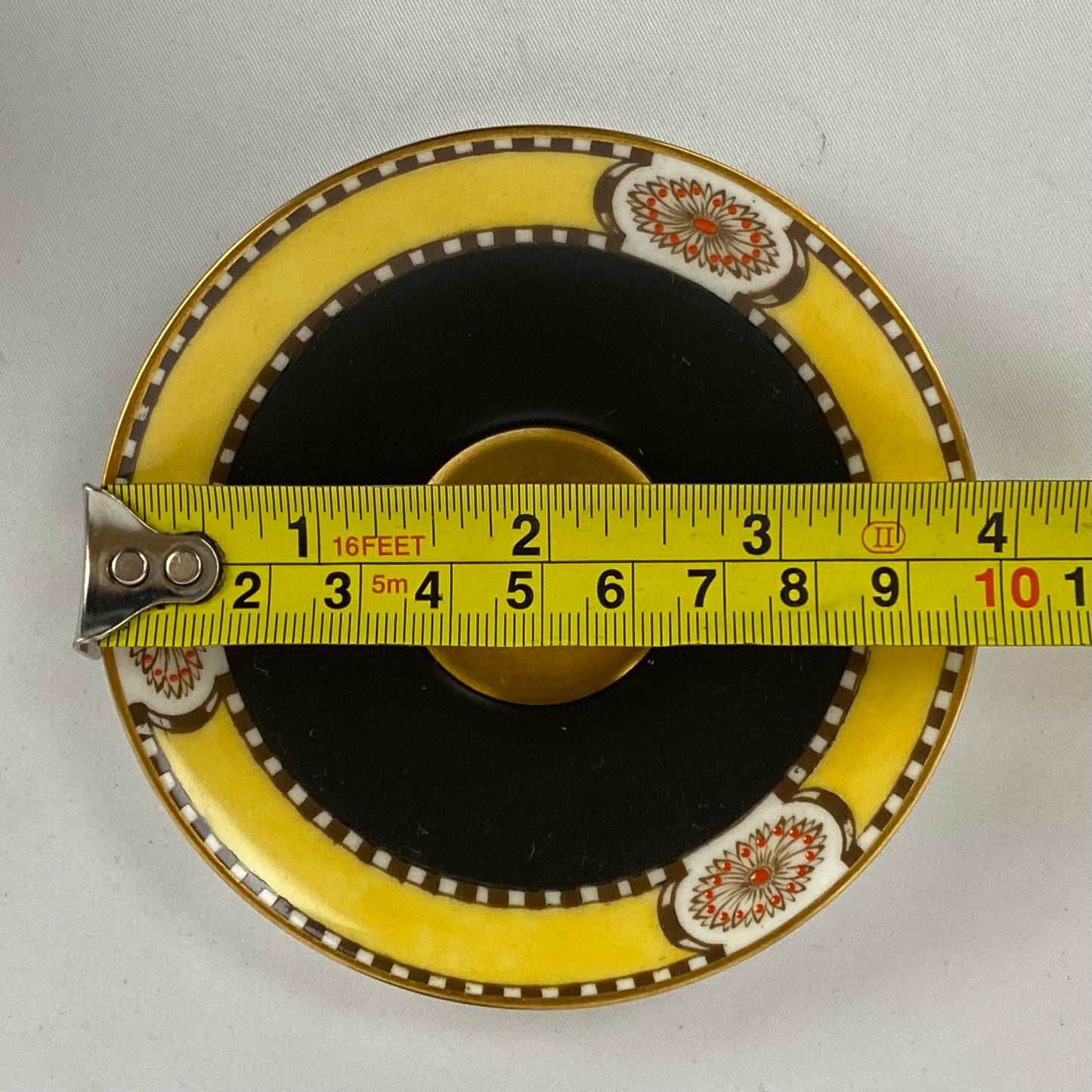 4 Antique Royal Worcester Cups & Saucers Jewelled Black Yellow #2583 Gold Gilt