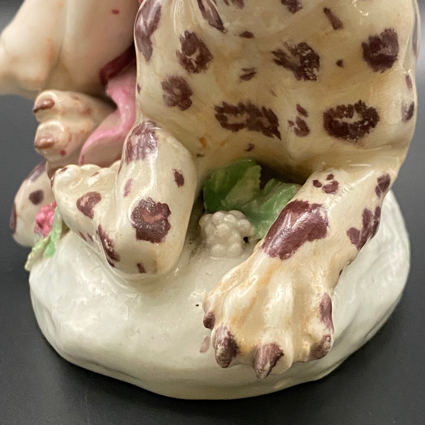 Rare Antique 18thc Bow Porcelain Figurine Bacchus & Leopard c1755