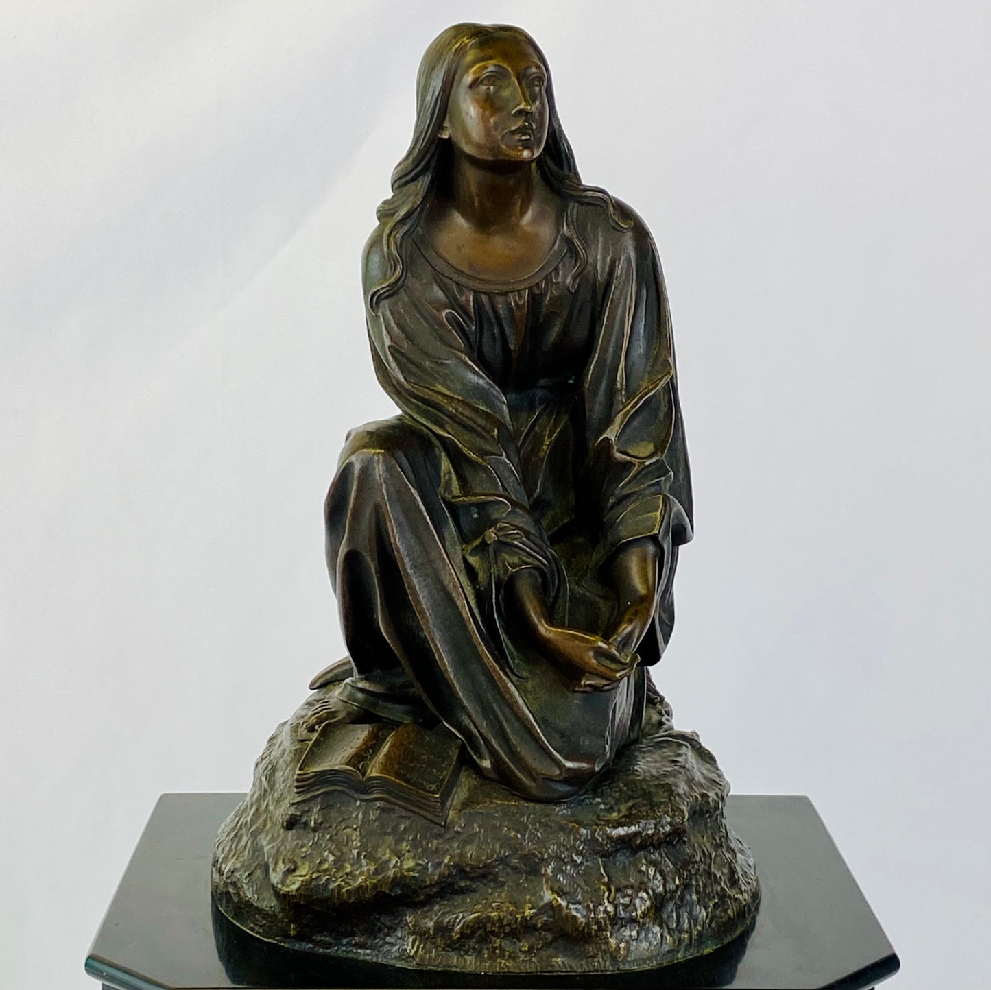 Guyerdet Clock Mary Magdalene Bronze by Theodore Gechter c1840 French Antique