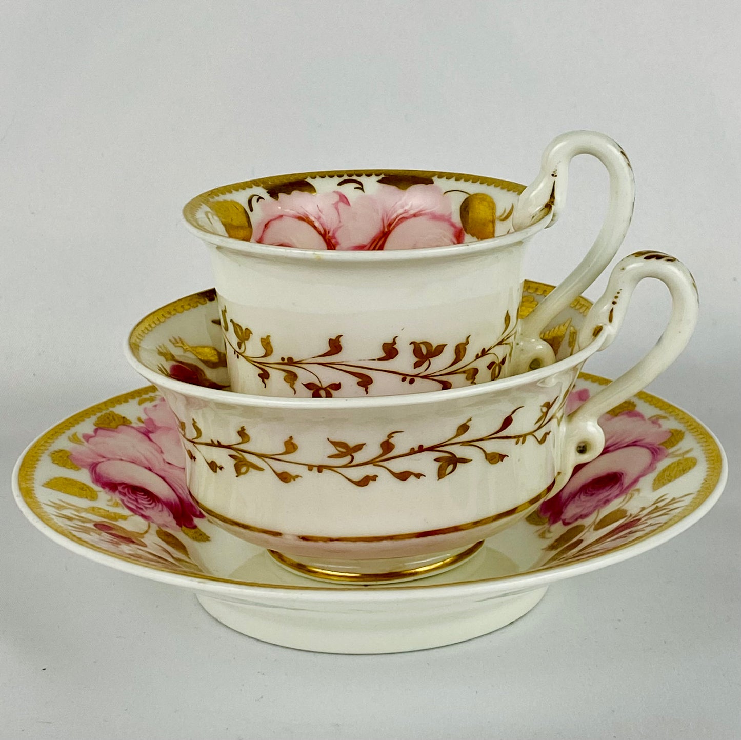 2 Spode True Trios ~ Tea & Coffee Cup & Saucer #3886 Gold Gilt Antique c1820