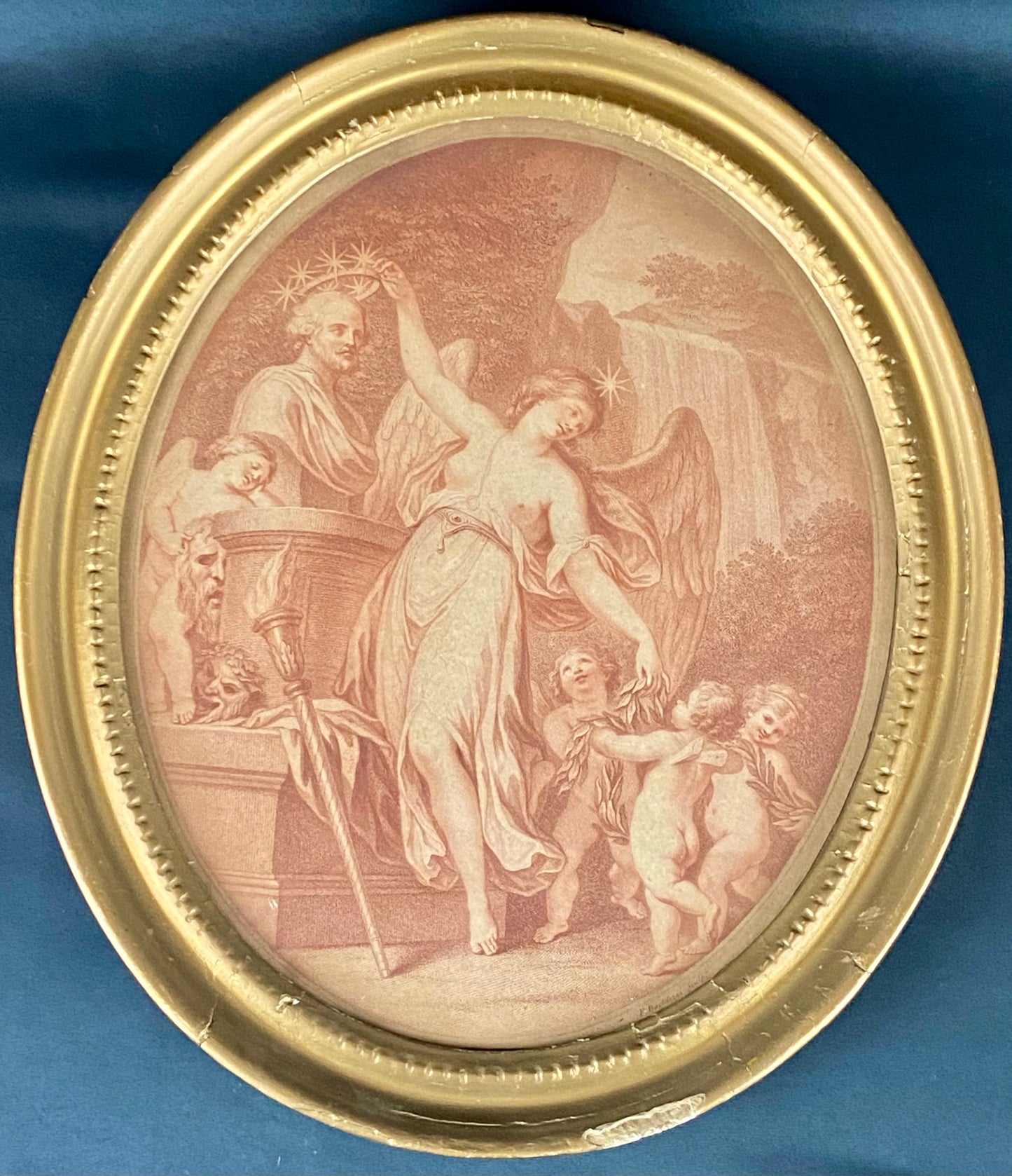 18thc Antique Pair of Oval Engravings by Bartolozzi c1781 aft Cipriani & Amiconi
