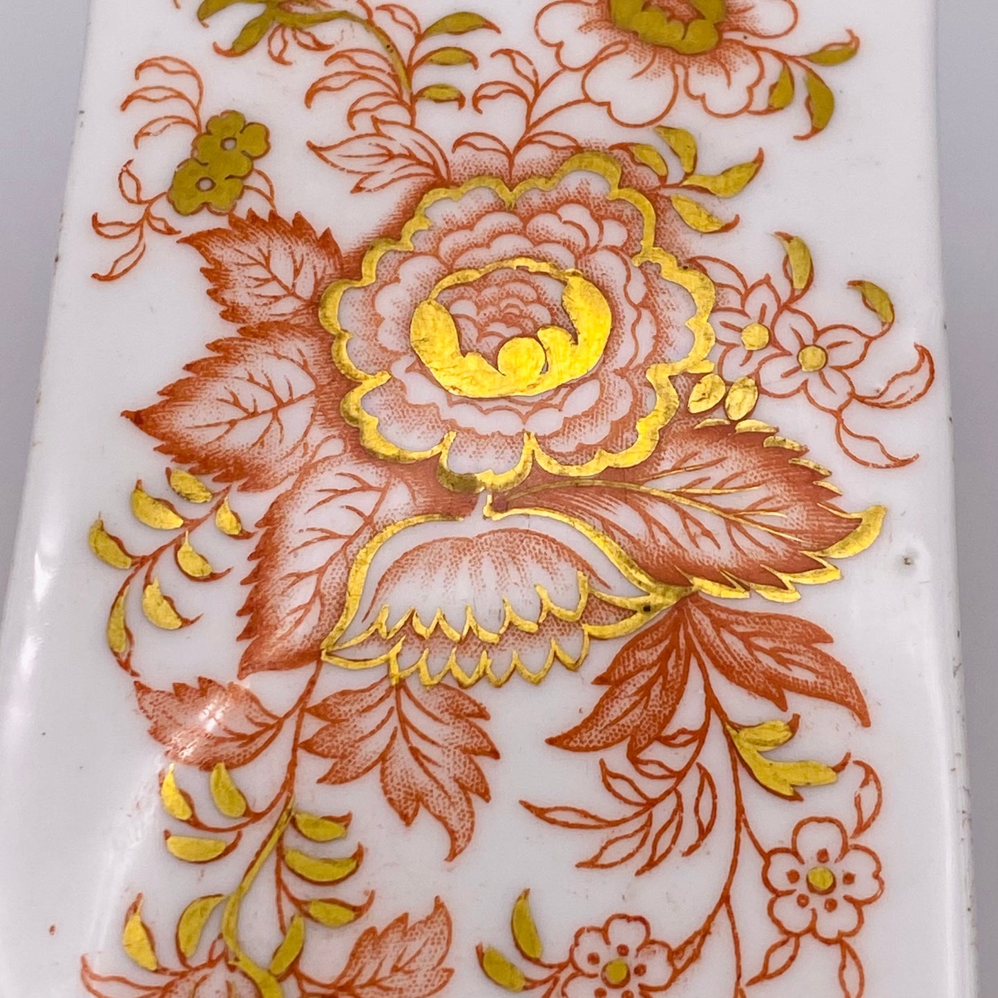 19thc Rococo Derby Porcelain Vase Triangular Form Mythical Dolphin Feet