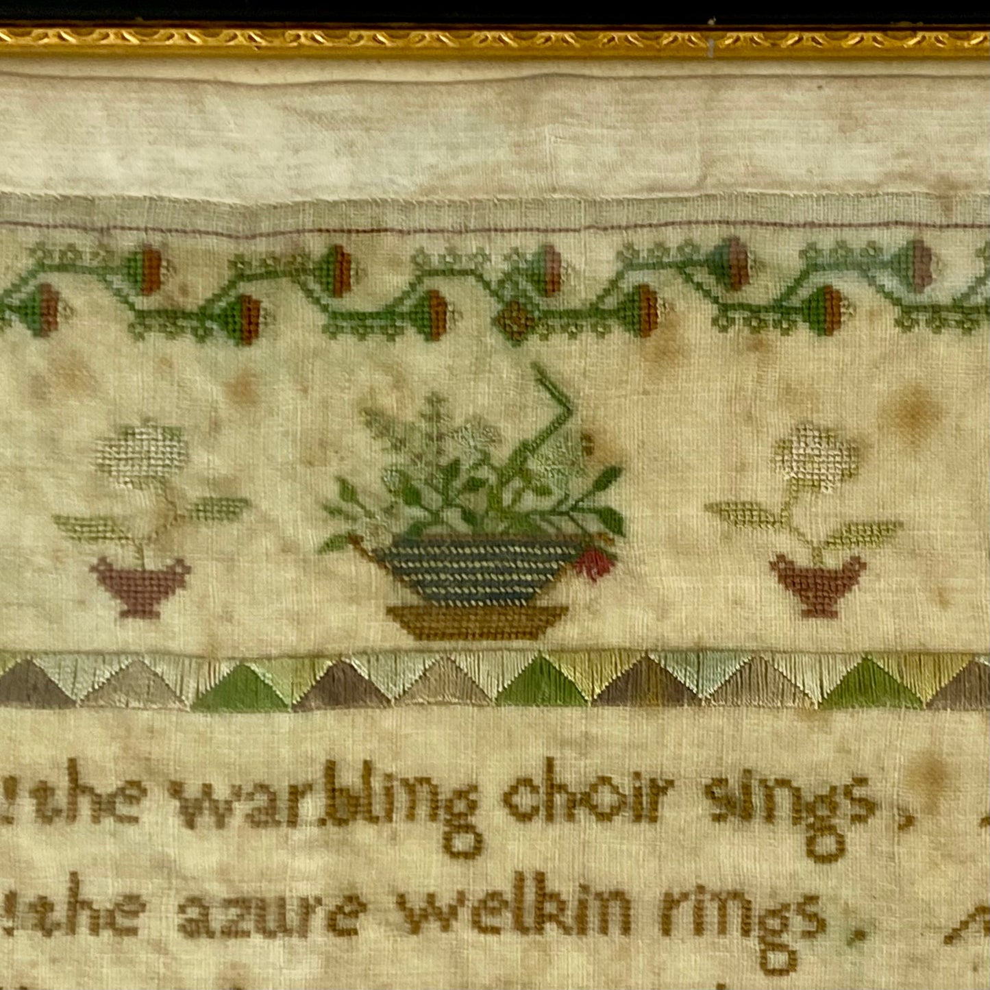 Antique Embroidery Needlework Sampler April 3rd 1834 Victorian Poetry English by Lucy Ann Major