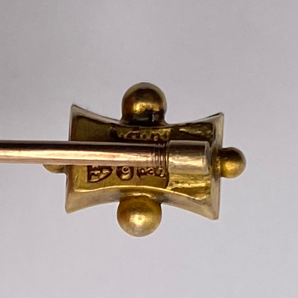 9ct Gold, Diamond & Ruby Stickpin Antique Victorian Chester Hallmarks