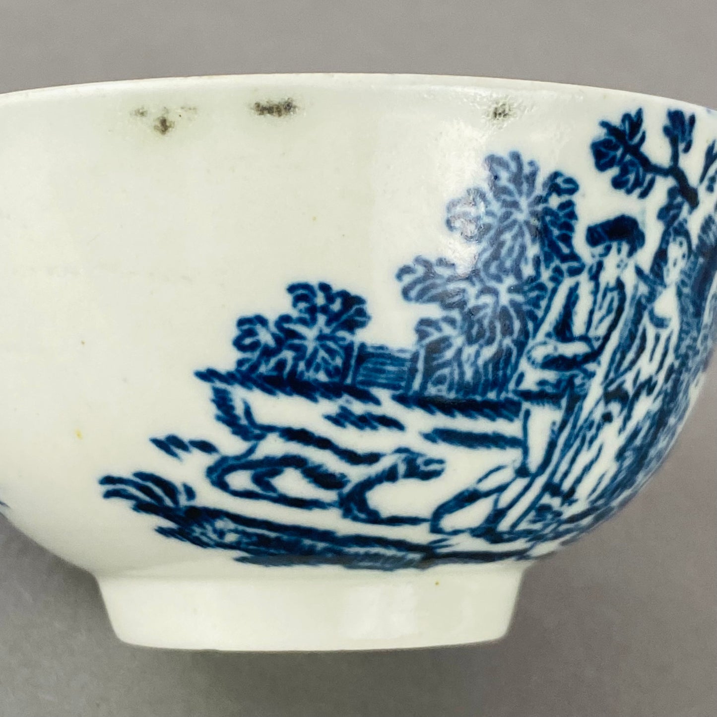 Antique Liverpool Porcelain Tea bowl Cup & Saucer Gainsborough Rural Lovers 18thc