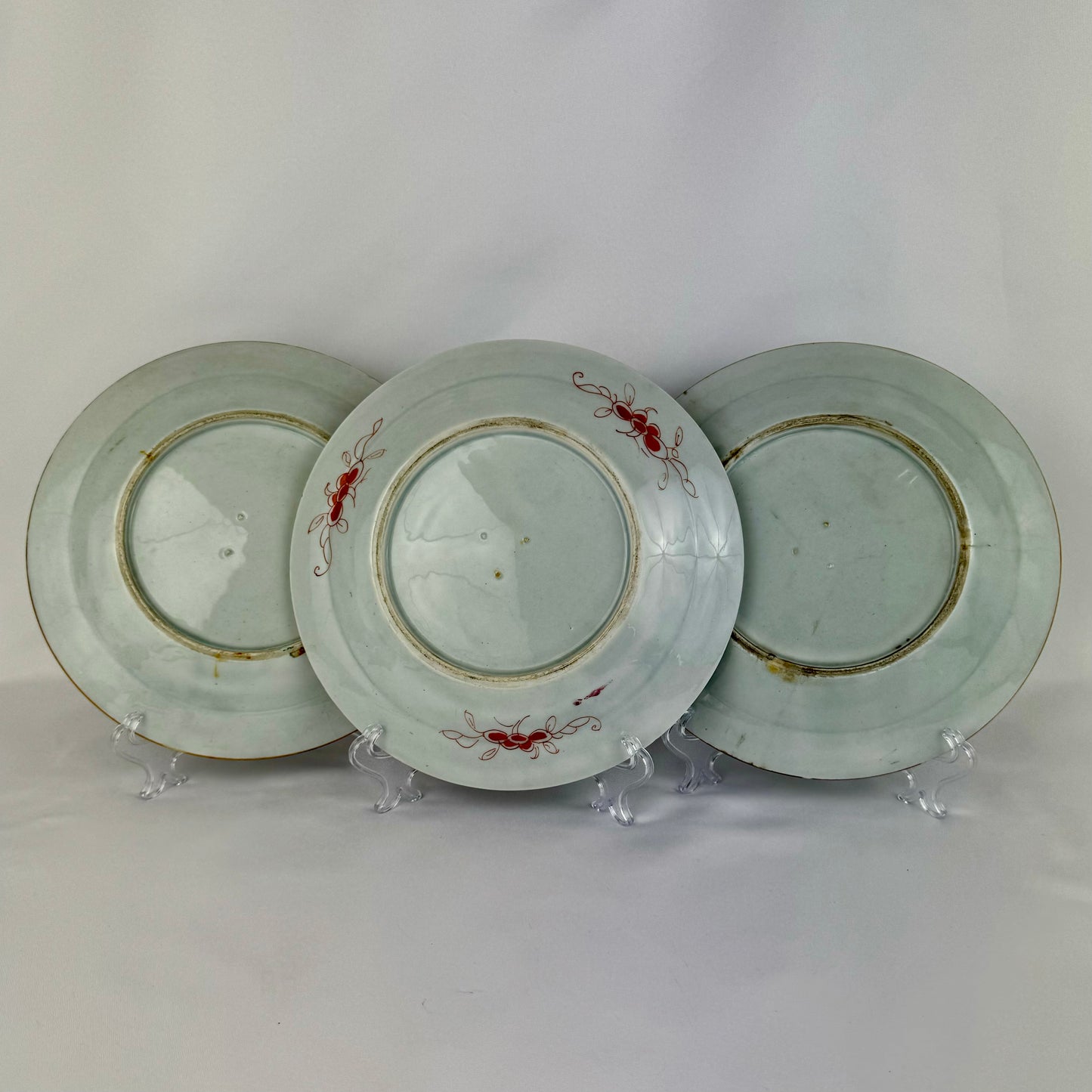 3 Qianlong Antique Chinese Plates Famille Rose The Romance of The Western Chamber