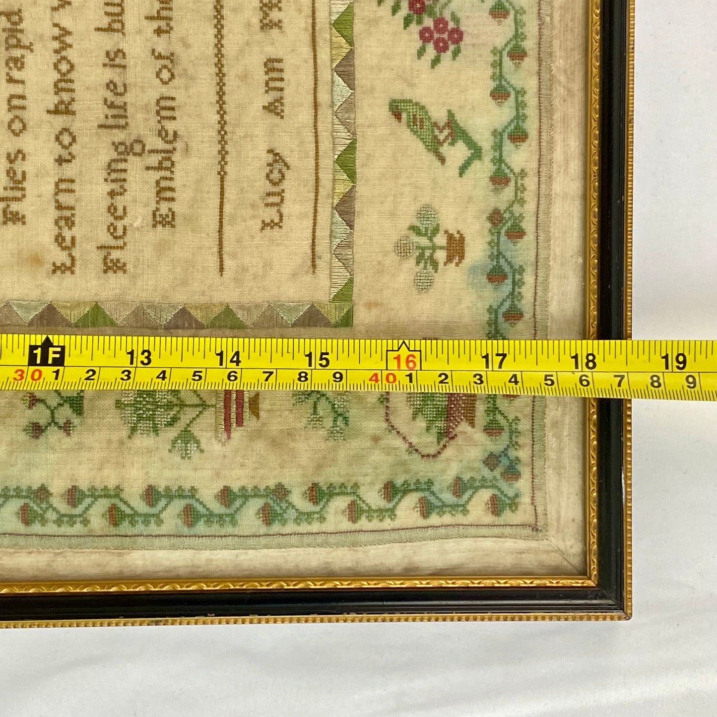 Antique Embroidery Needlework Sampler April 3rd 1834 Victorian Poetry English by Lucy Ann Major