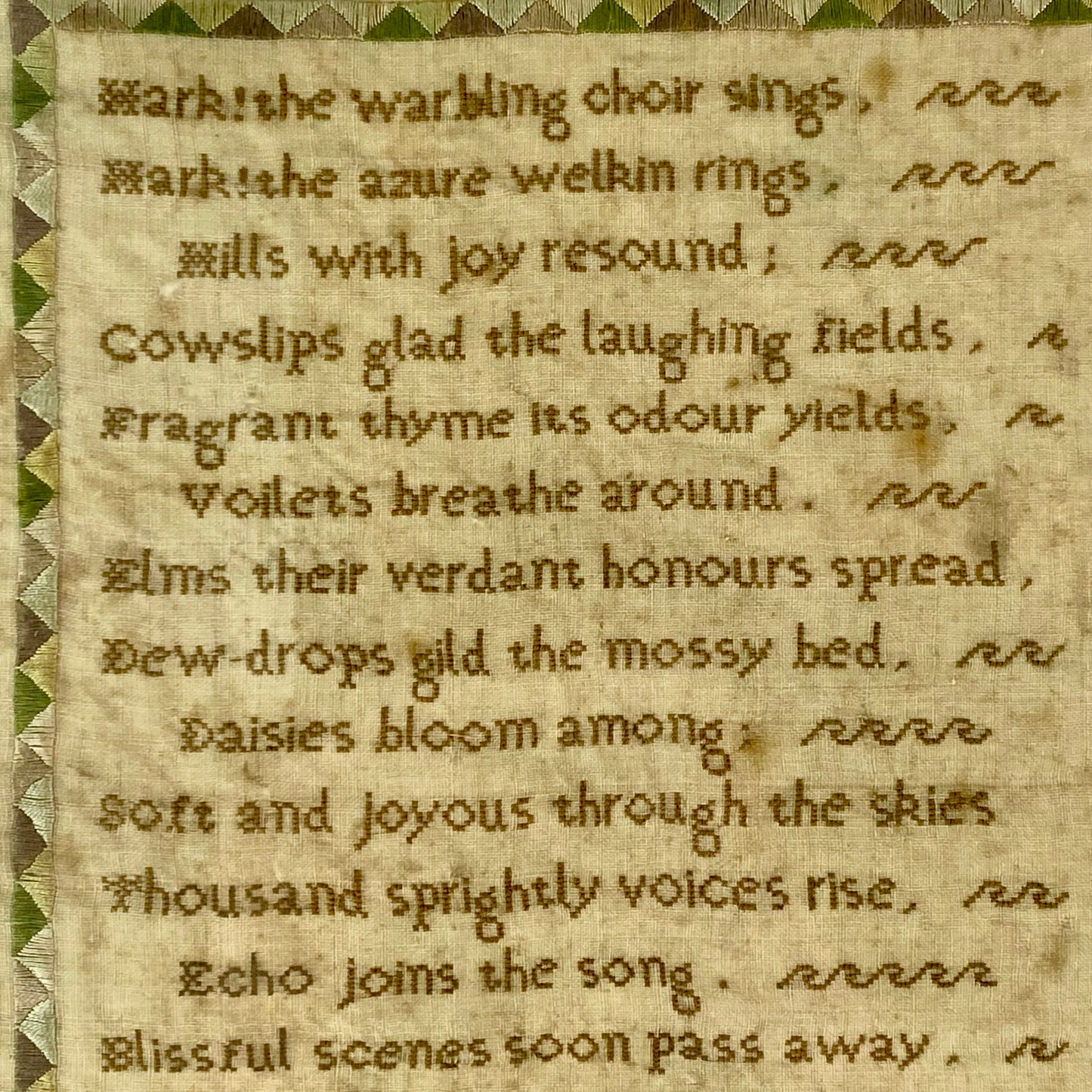 Antique Embroidery Needlework Sampler April 3rd 1834 Victorian Poetry English by Lucy Ann Major