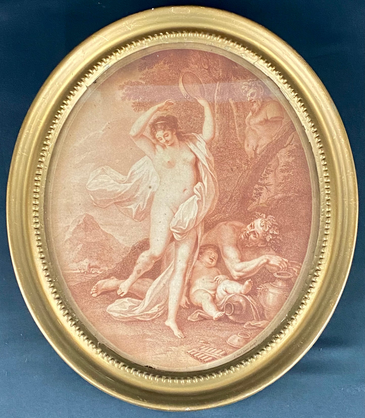 18thc Antique Pair of Oval Engravings by Bartolozzi c1781 aft Cipriani & Amiconi