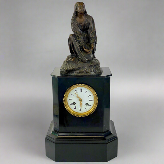 Guyerdet Clock Mary Magdalene Bronze by Theodore Gechter c1840 French Antique