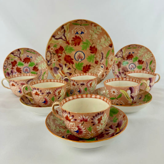 c1810 Antique 13 piece Tea Ware Set by Hicks & Meigh Earthenware Chrysanthemum Pattern