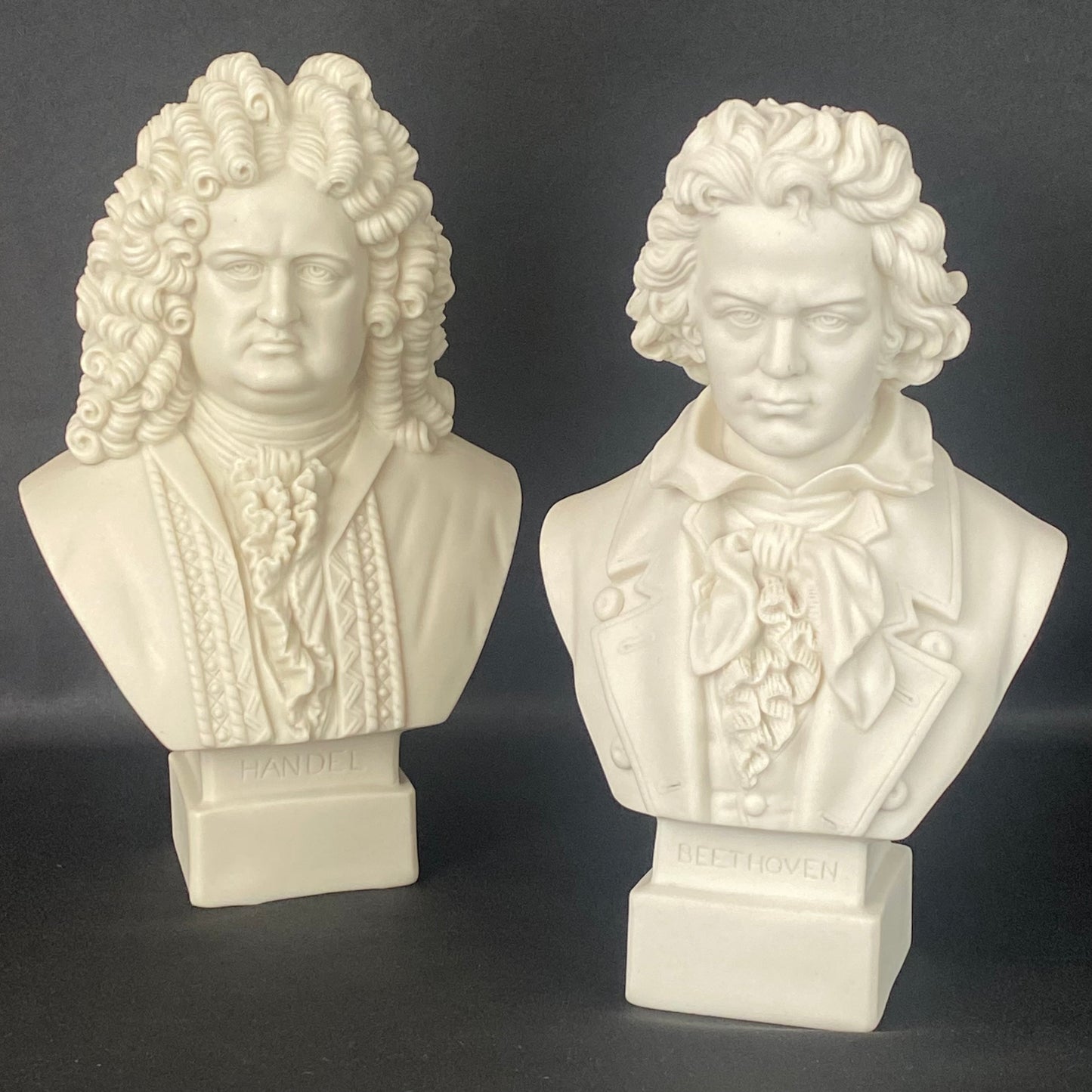 1885+ Pair Parian Antique Bust Composer Handel & Beethoven by Robinson & Leadbeater