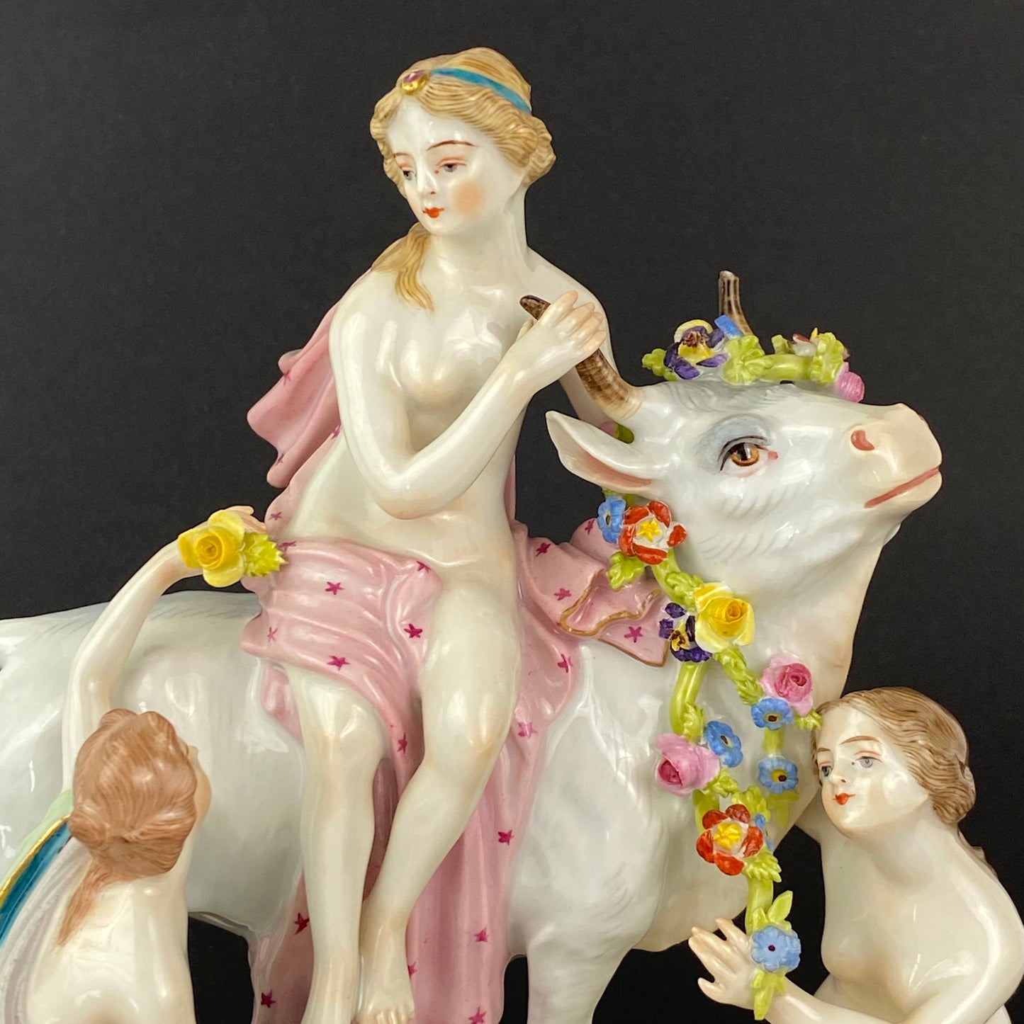Carl Thieme Europa & The Bull Antique Porcelain Figurine Group 19thc