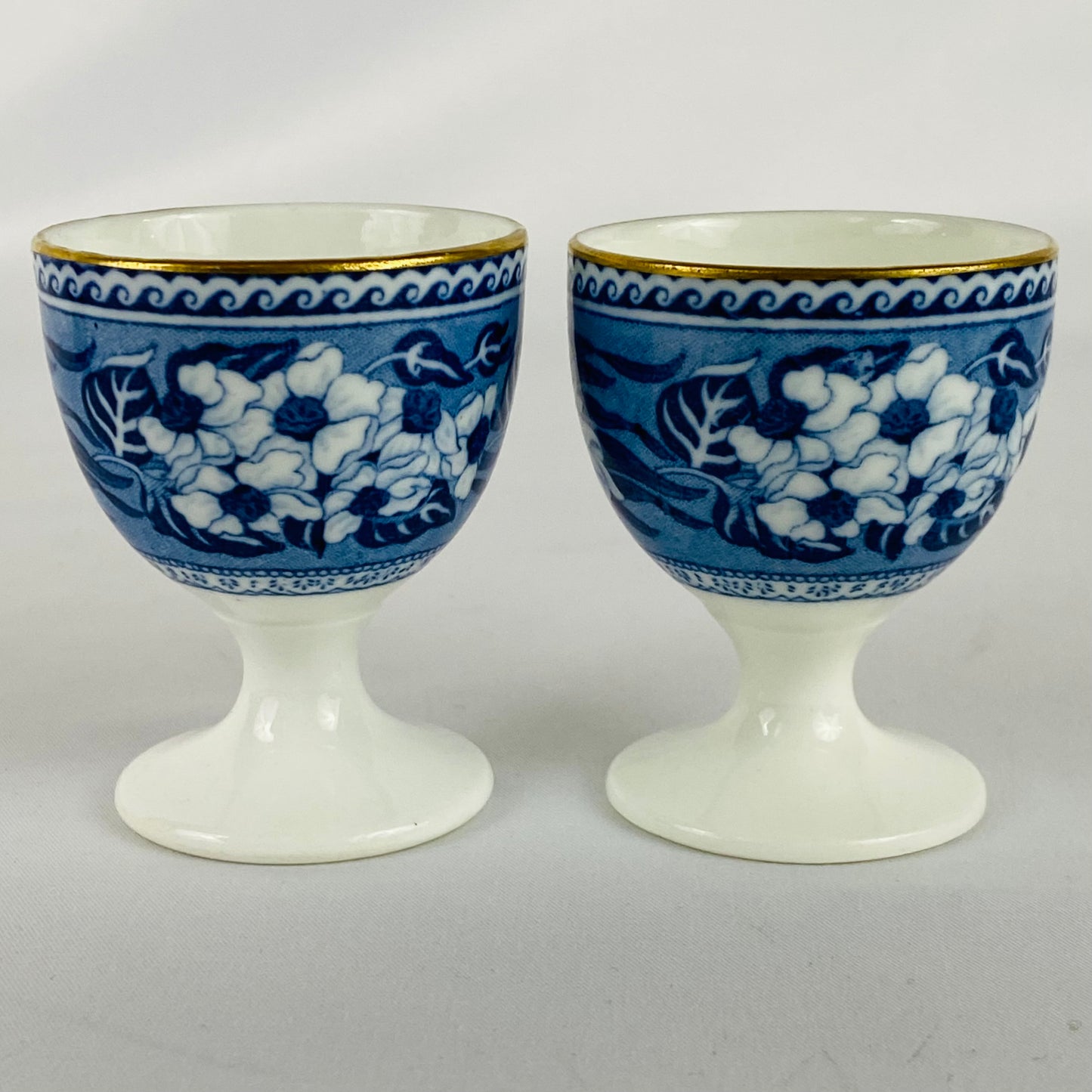 Pair of Wedgwood Antique Egg Cups Fallow Deer Gold Gilt c1908