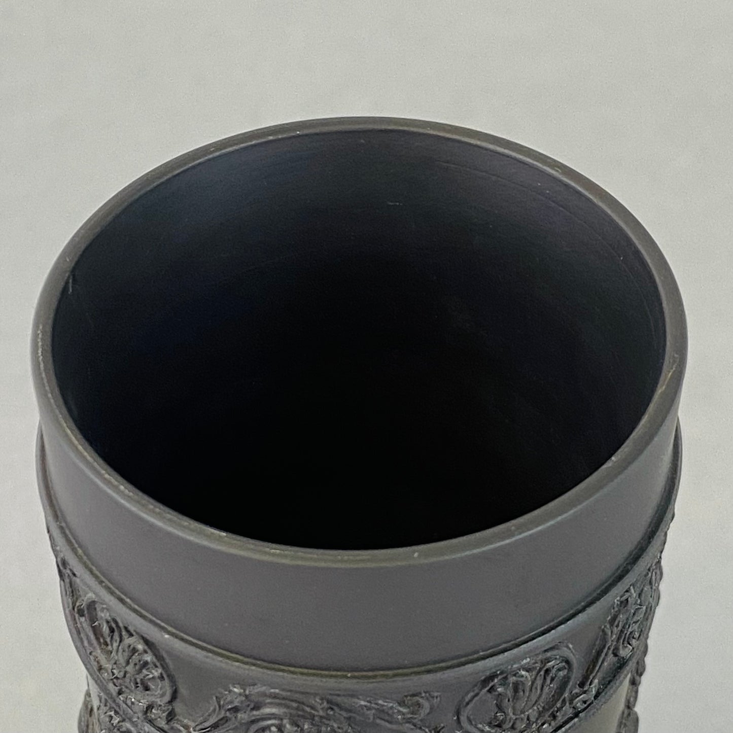 Wedgwood Black Basalt Antique Pair Pillar Spill Vases c1902 English Stoneware