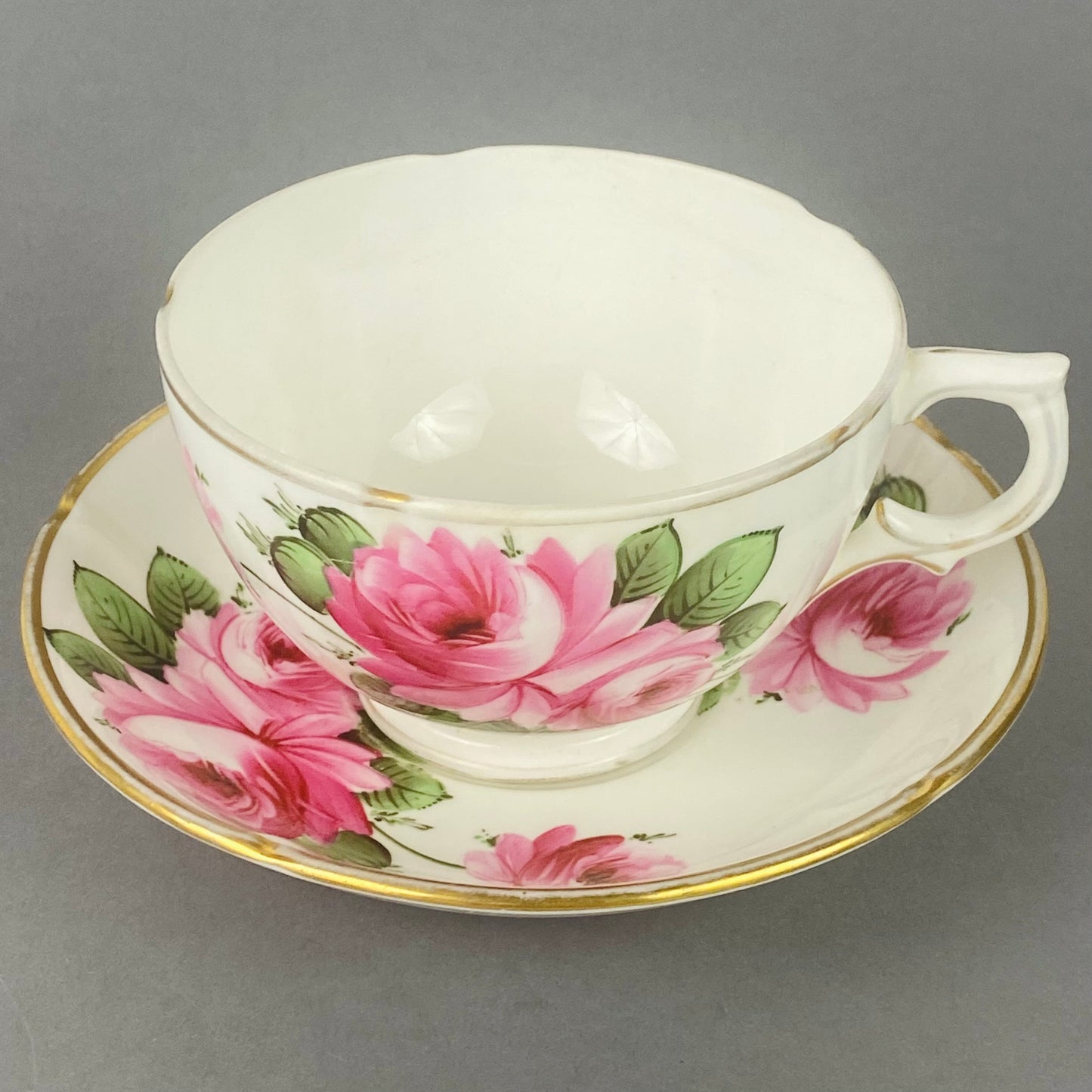 Antique Hammersley Breakfast Cup & Saucer Artist D Millington Pink Rose #13677