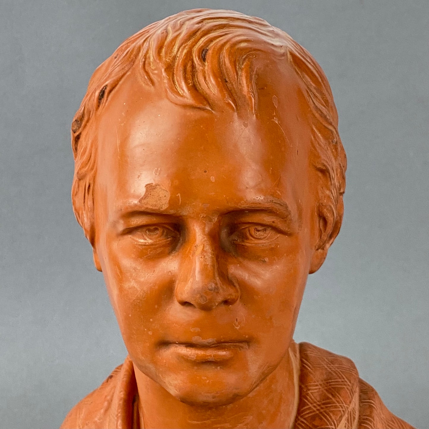 19thc Antique Terracotta Figurine Sir Walter Scott Head Bust by Watcombe Torquay